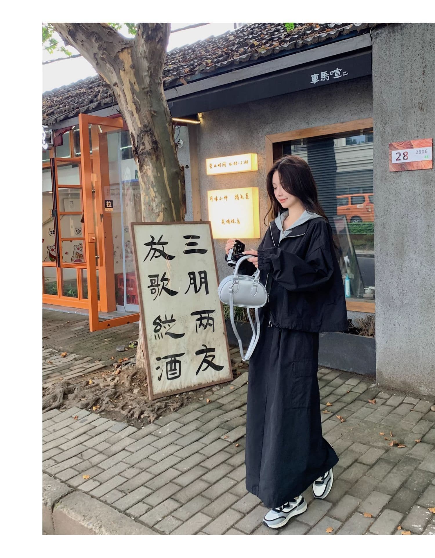 한 부서 ootd 착용 가져 가라. 고급 센스 워크웨어 세트 여성 봄 가을 슈퍼 화재 잘 생긴 차가운 바람의 소리 던져 자매 롱 스커트 투피스 세트 트렌디 상세 이미지 6