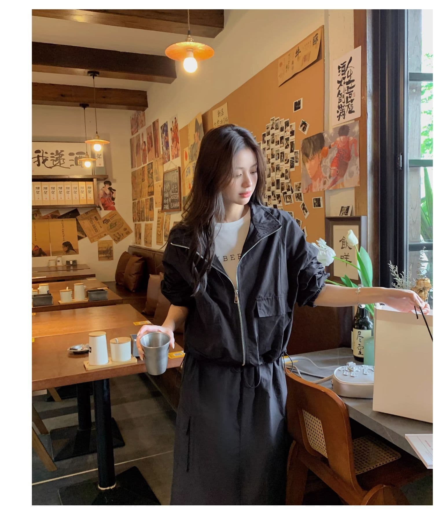 한 부서 ootd 착용 가져 가라. 고급 센스 워크웨어 세트 여성 봄 가을 슈퍼 화재 잘 생긴 차가운 바람의 소리 던져 자매 롱 스커트 투피스 세트 트렌디 상세 이미지 16