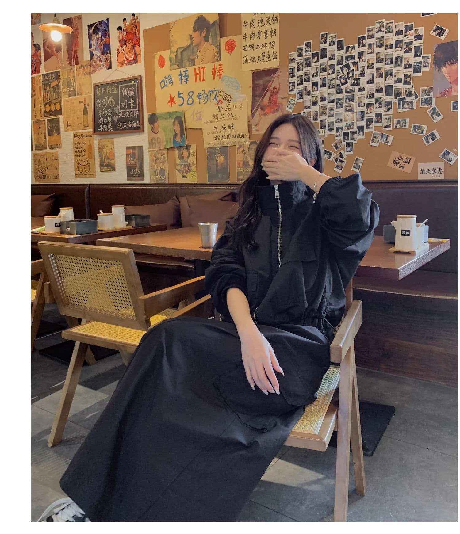 한 부서 ootd 착용 가져 가라. 고급 센스 워크웨어 세트 여성 봄 가을 슈퍼 화재 잘 생긴 차가운 바람의 소리 던져 자매 롱 스커트 투피스 세트 트렌디 상세 이미지 18
