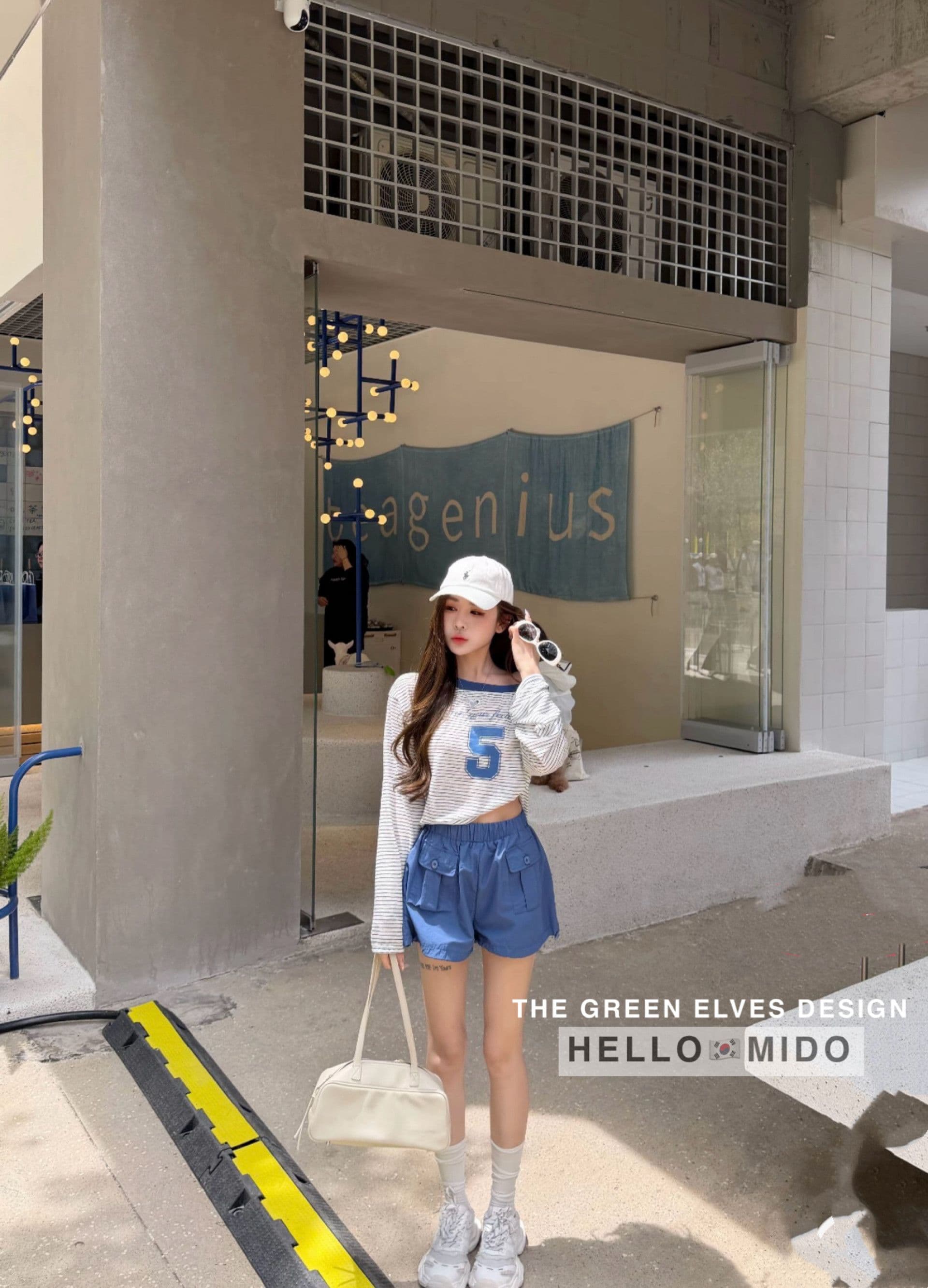 2026 여름 새로운 한국 스타일 패션 프린트 숫자 보트넥 스트라이프 티셔츠 허리밴드 캐주얼 반바지 세트 상세 이미지 14