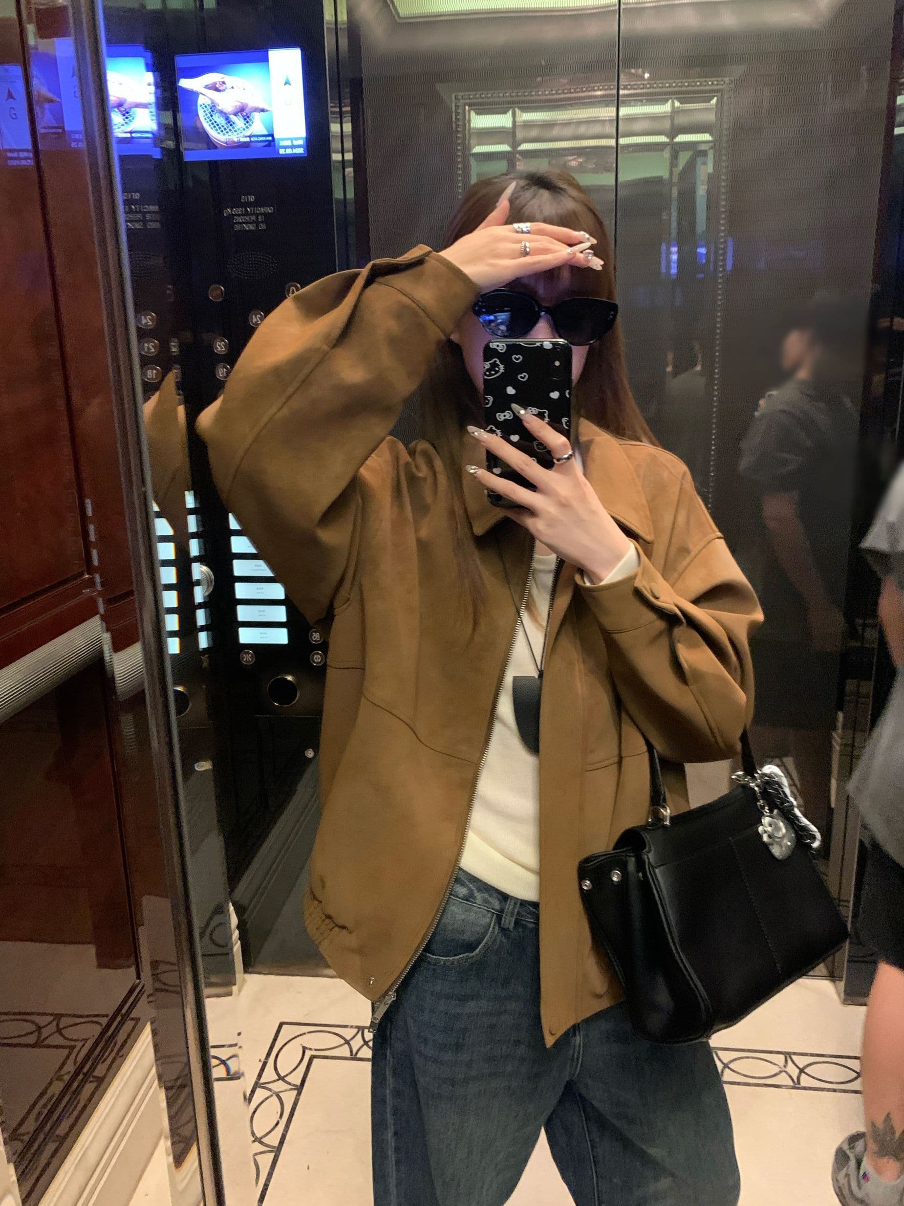 threeh 레트로 재킷 여성 가을 겨울 아메리칸 루즈핏 폴로 칼라 캐주얼 다용도 재킷 맨위 고급 겉옷 상세 이미지 3