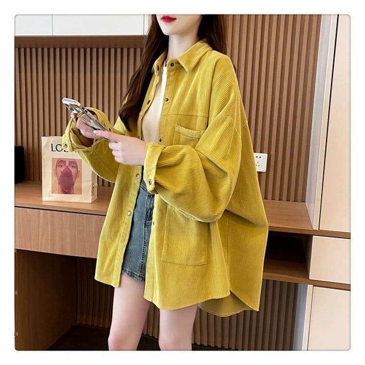 원본 솜씨 유럽 면 벨벳 2026 가을 새로운 느긋한 바람 POLO 칼라 셔츠 주머니 느긋한 바람 재킷 상세 이미지 6