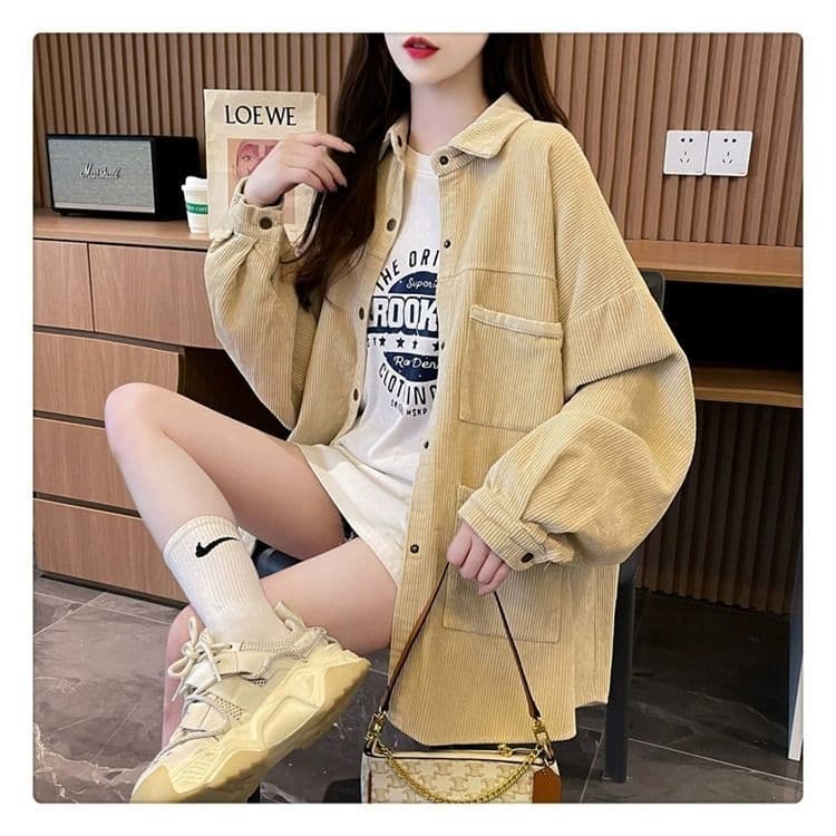 원본 솜씨 유럽 면 벨벳 2026 가을 새로운 느긋한 바람 POLO 칼라 셔츠 주머니 느긋한 바람 재킷 상세 이미지 20