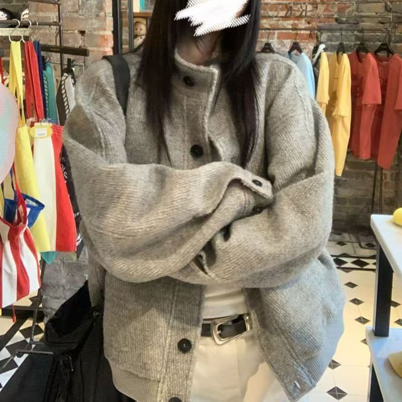 아메리칸 레트로 스탠드 칼라 재킷 재킷 여자 학생 가을 새로운 디자인 센스 루즈핏 다용도 캐주얼 야구 유니폼 트렌디 상세 이미지 2