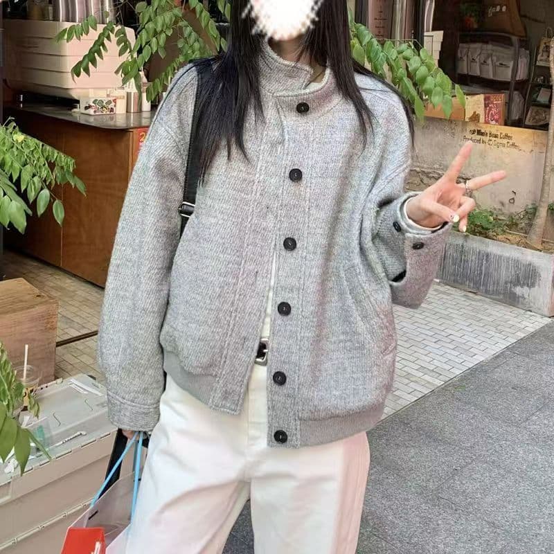 아메리칸 레트로 스탠드 칼라 재킷 재킷 여자 학생 가을 새로운 디자인 센스 루즈핏 다용도 캐주얼 야구 유니폼 트렌디 상세 이미지 3