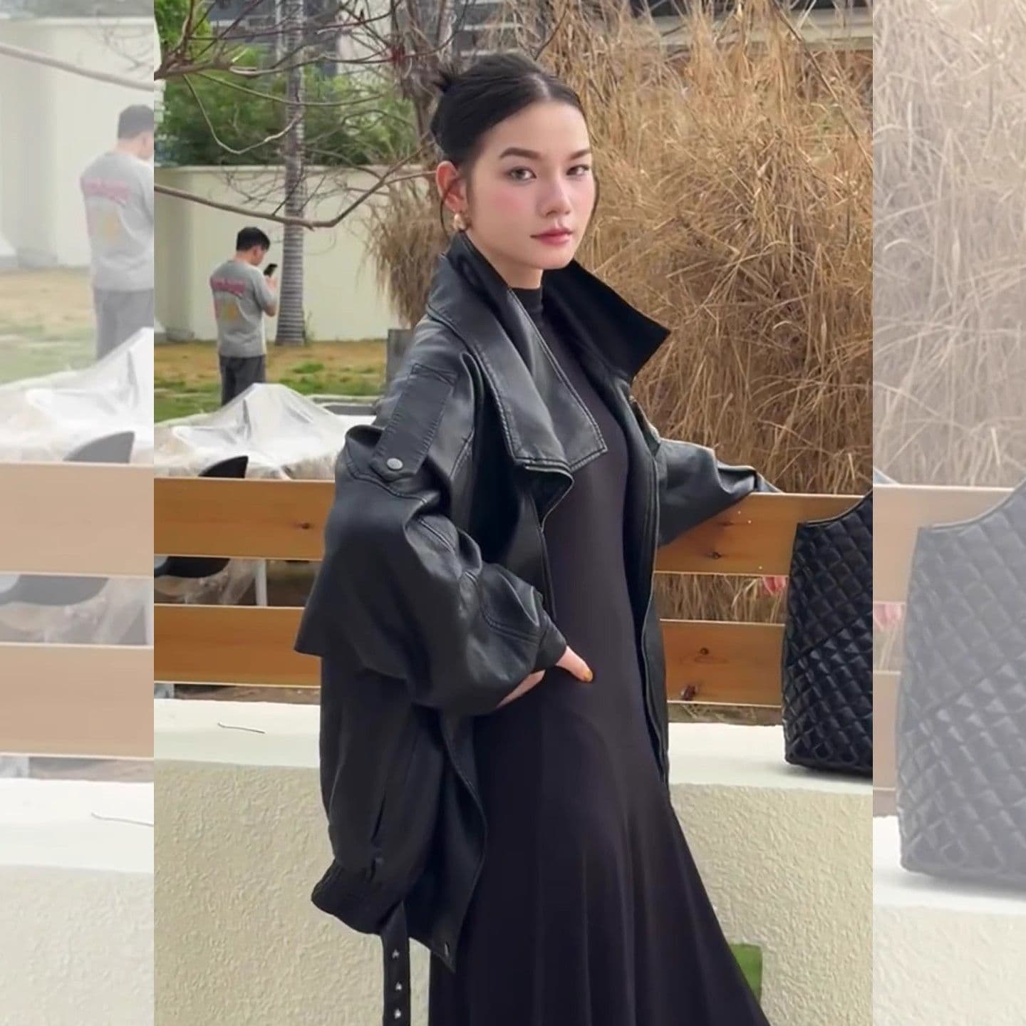 검정색 레트로 오토바이 폴로 칼라 pu 가죽 재킷 여성 코트 차가운 바람의 소리 바람 폭발 2025 봄 가을 새로운 가죽 자켓 맨위 상세 이미지 6