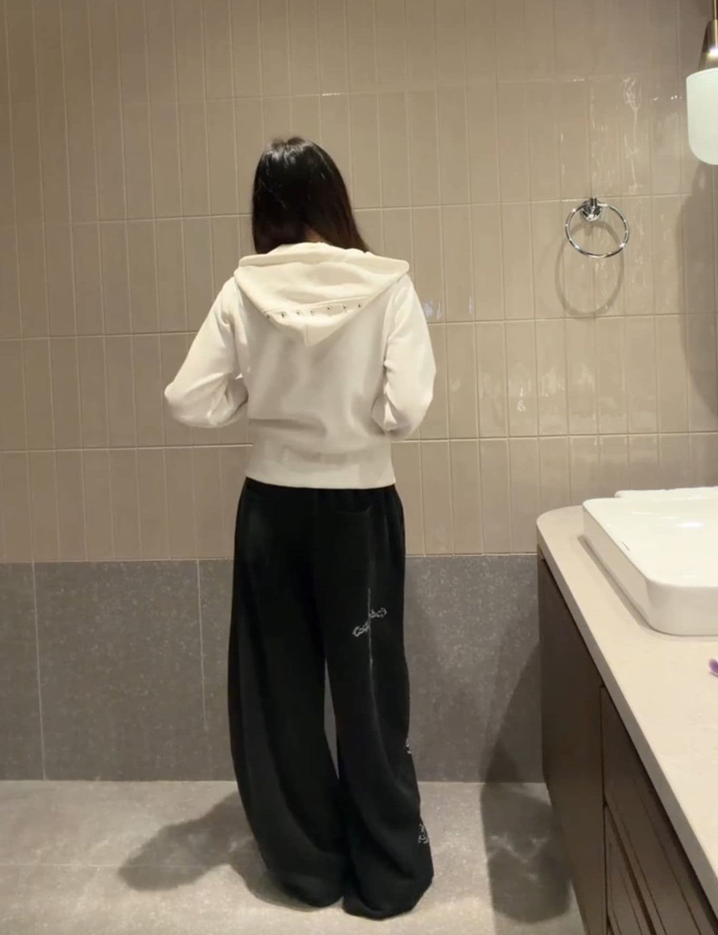 얇은 스타일 백금 지퍼 징 이후 패키지 칼라 순수한 Mianhua 면 복합 후드티 여성 이미지 3