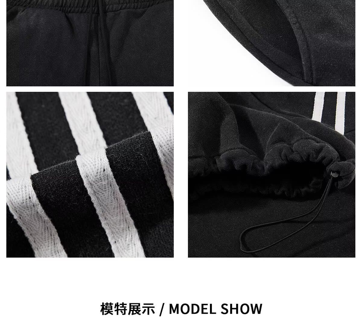 프린트 해체 3개 바 패치워크 순수한 Mianhua 면 징 루즈핏 스트레이트 긴 바지 레트로 거리 캐주얼 웨이 바지 상세 이미지 6