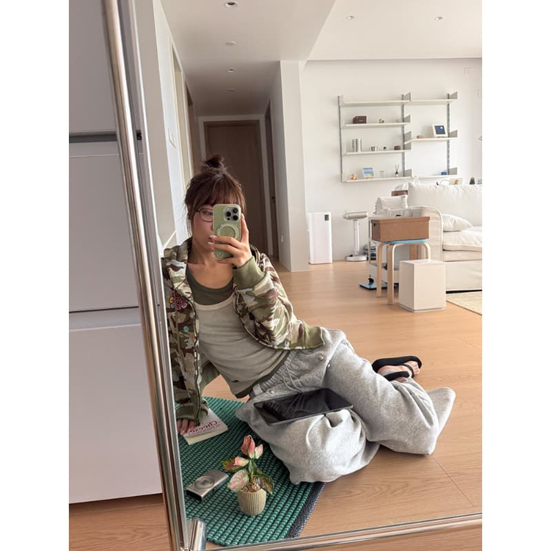 아메리칸 디자인 센스 단추 허리밴드 펌프 로프 넓은 다리 웨이 바지 남녀 루즈핏 캐주얼 다용도 긴 바지 이미지 2