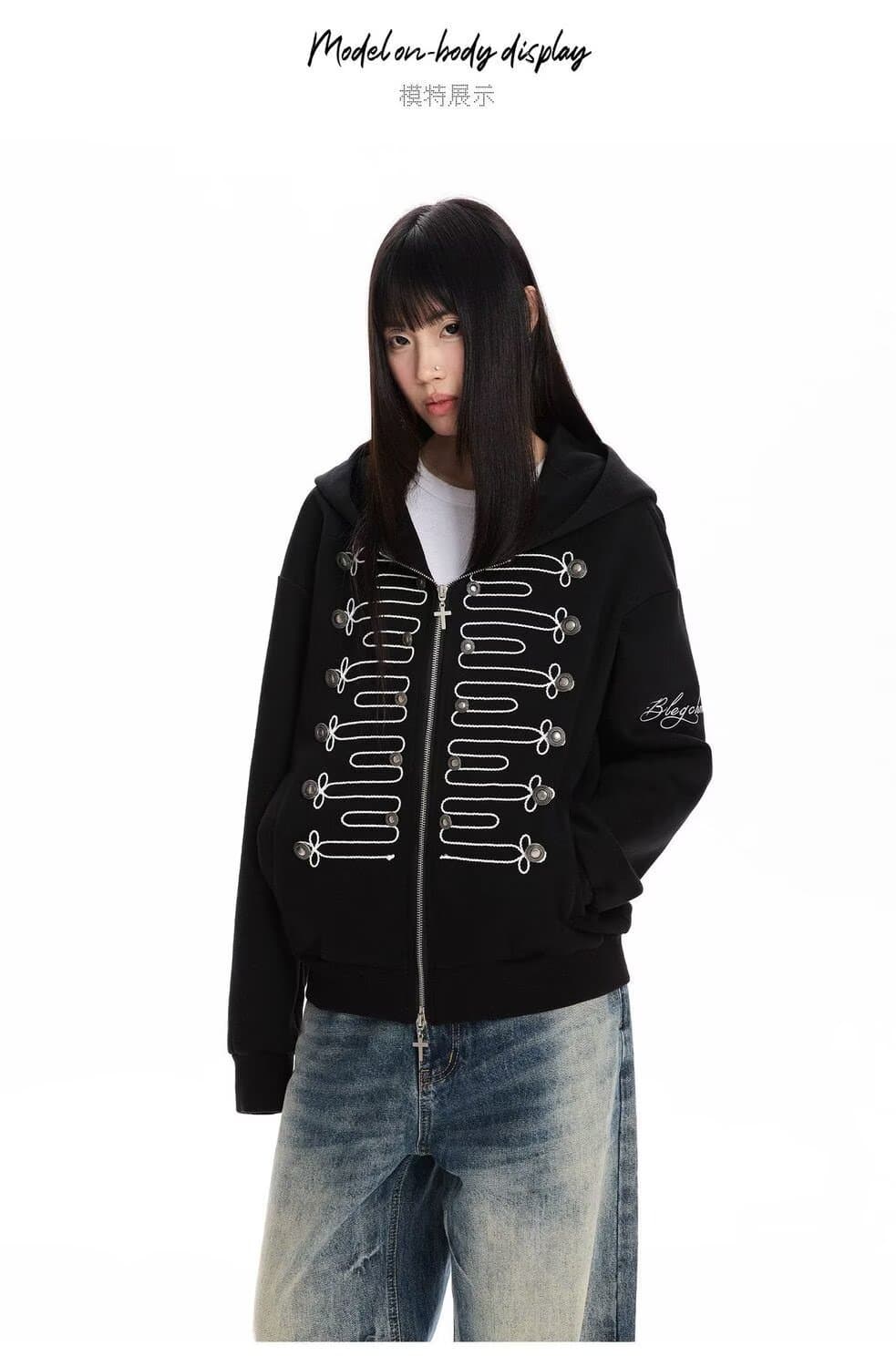 놀지 마라. 록 오리지널 스탠드 칼라 후드티 지퍼 오픈 가디건 후드티 봄 가을 이문화 재킷 상세 이미지 13