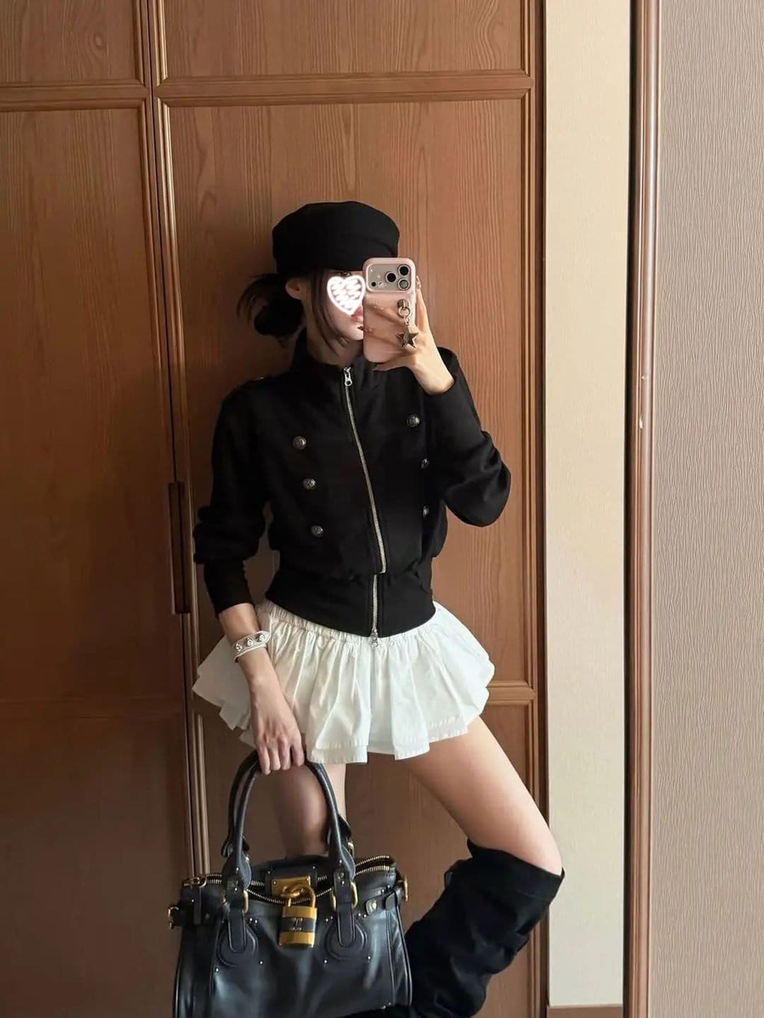 이른 가을 레트로 차가운 girl 나폴레옹 빛 펑크 바람 긴팔 후드티 여성 코트 상세 이미지 6