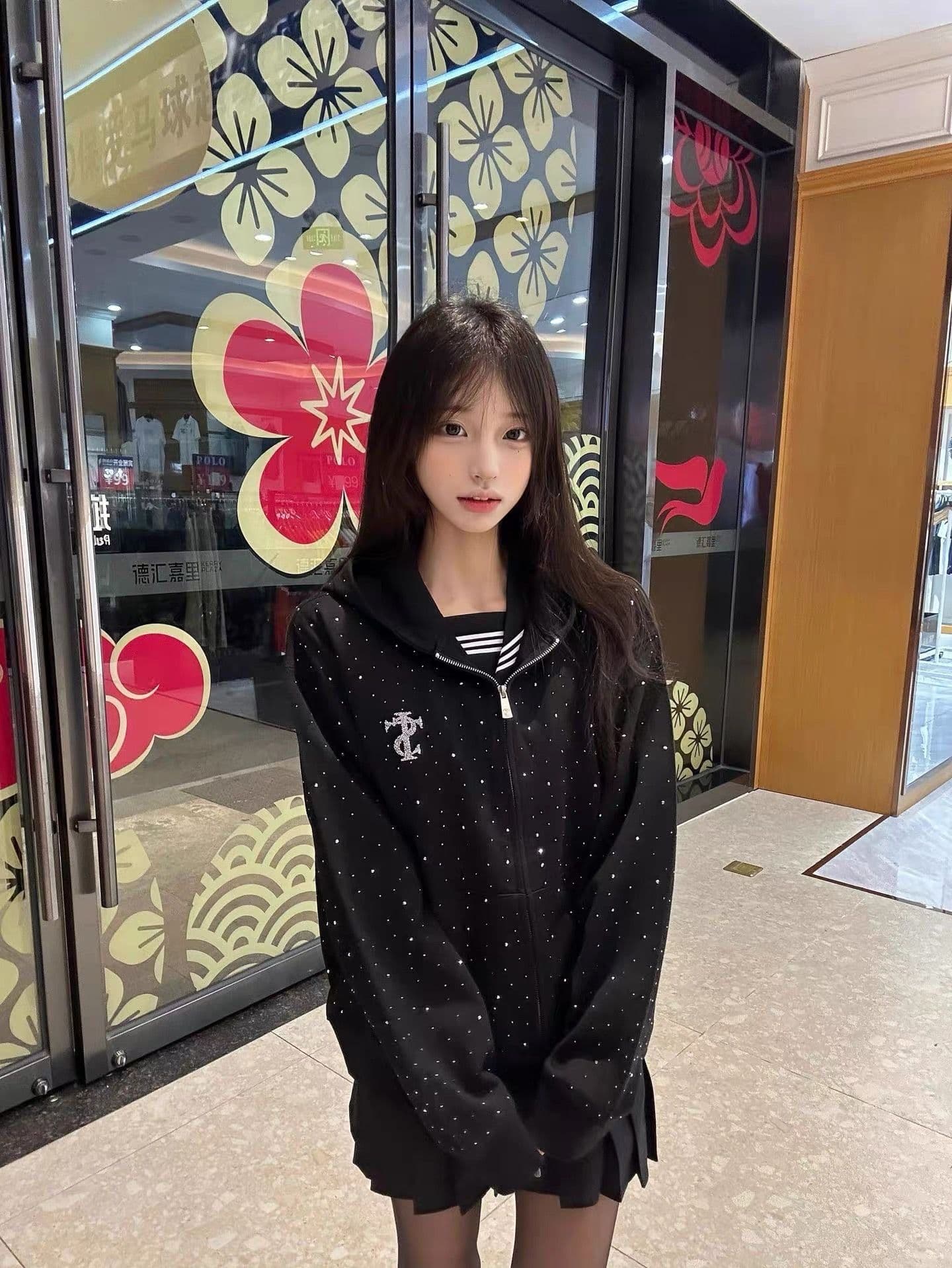 얇은 스타일 털이 있는 원본 솜씨 전체 조각 핫픽스 순수한 Mianhua 면 복합 후드 티 스웨터 여성 상세 이미지 6