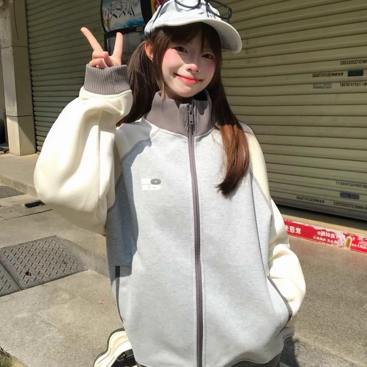 있음 선적 얇은 스타일 원본 공예 포밍 광저우 원본 원단 순수한 Mianhua 면 복합 후드티 여성 이미지 5