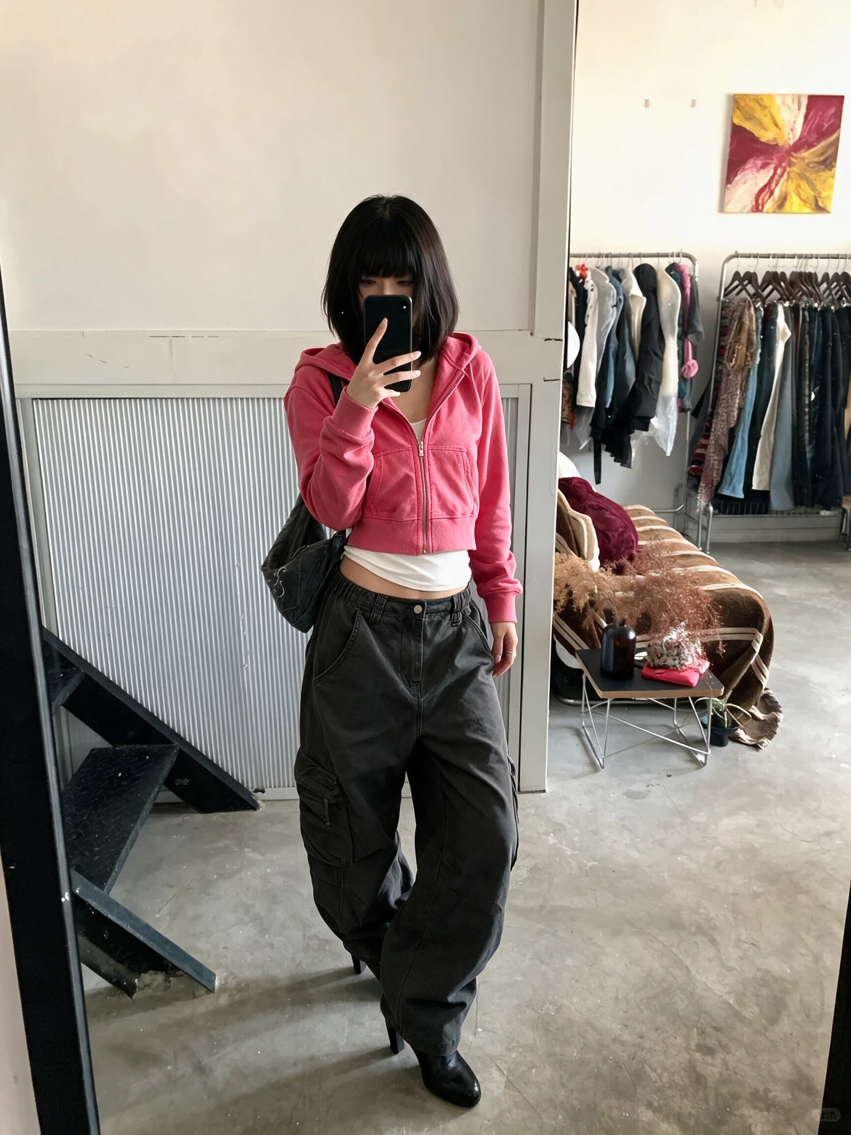 후아 면 마 오래된 공예 아메리칸 레트로 워싱 파란색 지퍼 후드 티 스웨터 여성 가을 재킷 이미지 4