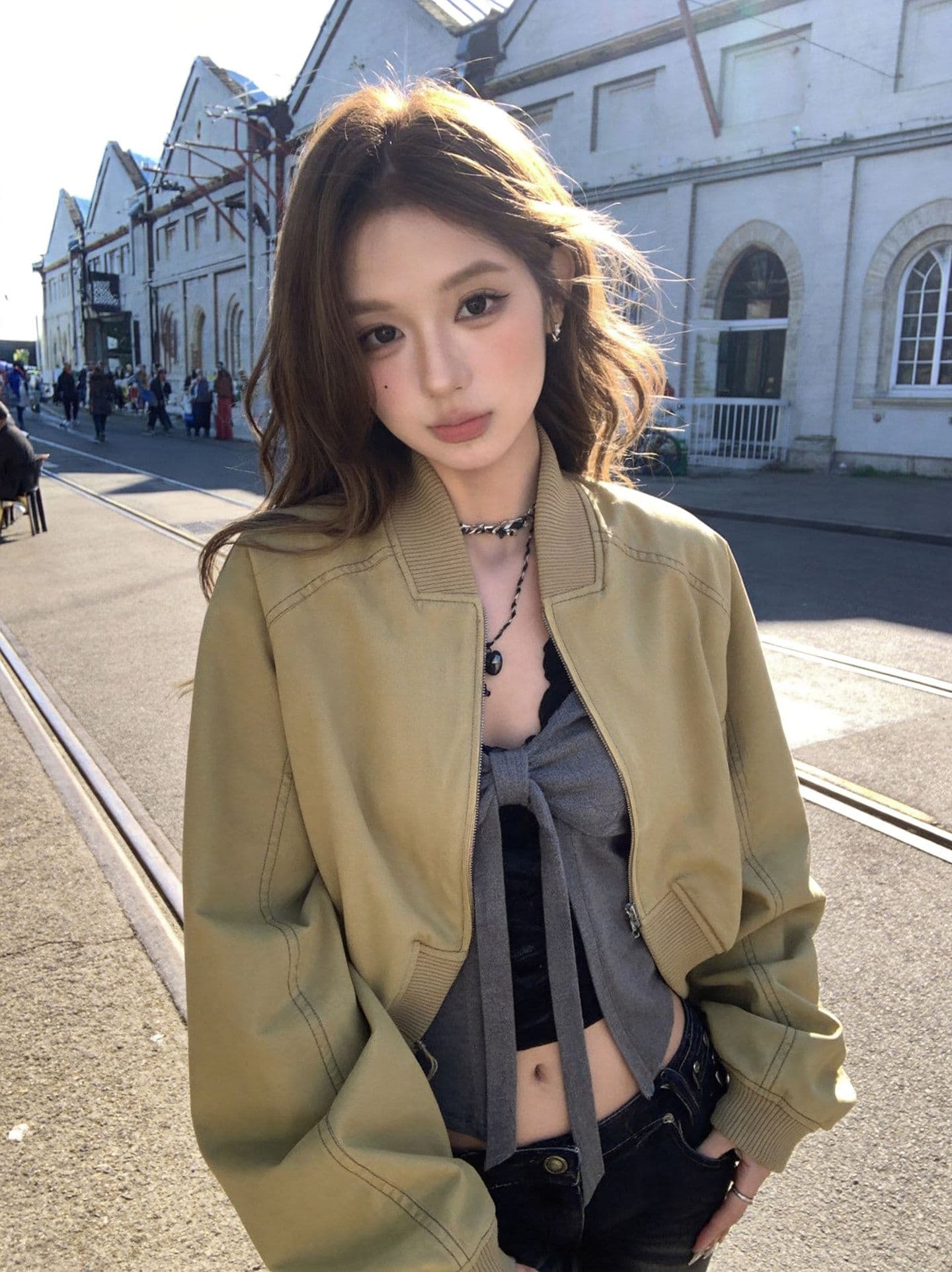 경기 서울 블록 아메리칸 레트로 플라잉 재킷 여성 코트 루즈핏 캐주얼 슬림해 보이는 재킷 맨위 가을 새로운 상세 이미지 4