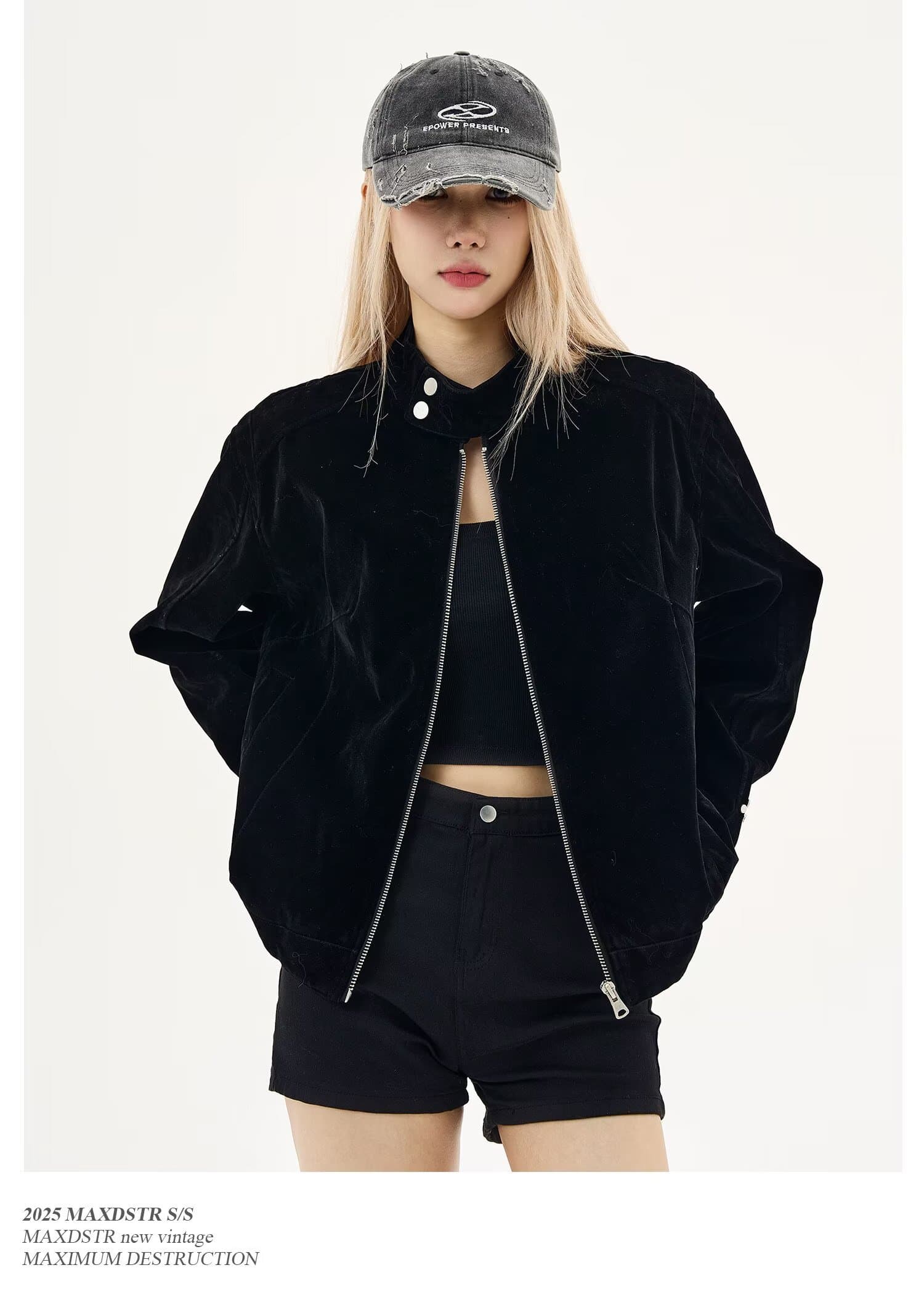 아메리칸 레트로 높음 거리 해링턴 스탠드 칼라 재킷 남녀 가을 아름다움 라드. cleanfit 짧은 외투 맨위 트렌디 상세 이미지 8