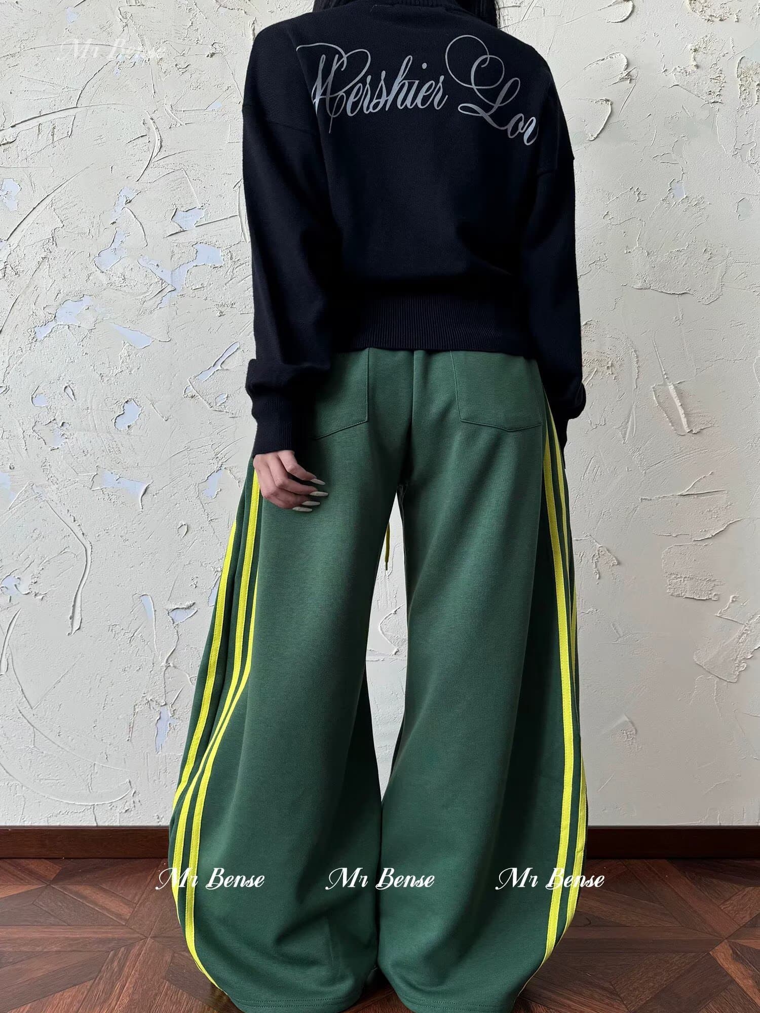 아메리칸 전쟁 말 자수 허리밴드 운동 웨이 바지 남녀 루즈핏 스트레이트 다용도 baggy 바지 이미지 4