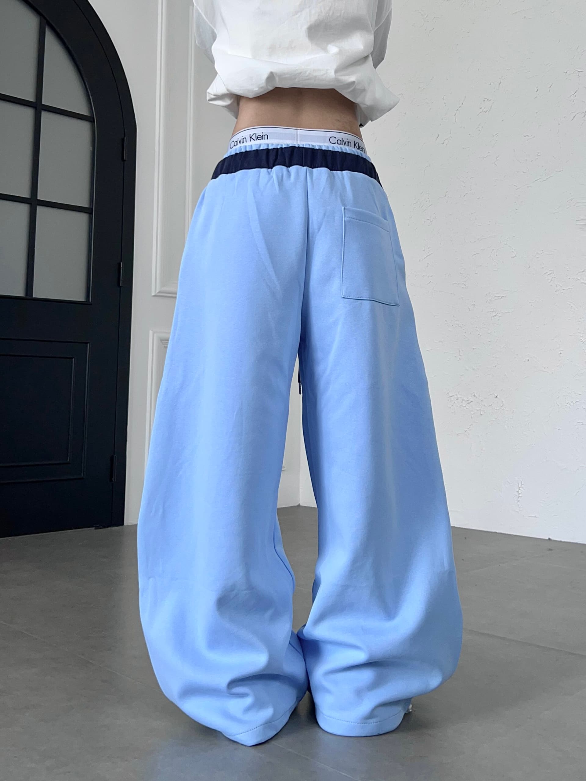 아메리칸 레트로 방패 자수 더블 허리 머리 캐주얼 바지 스트라이프 넓은 다리 모통이 칼 길다 웨이 바지 상세 이미지 22