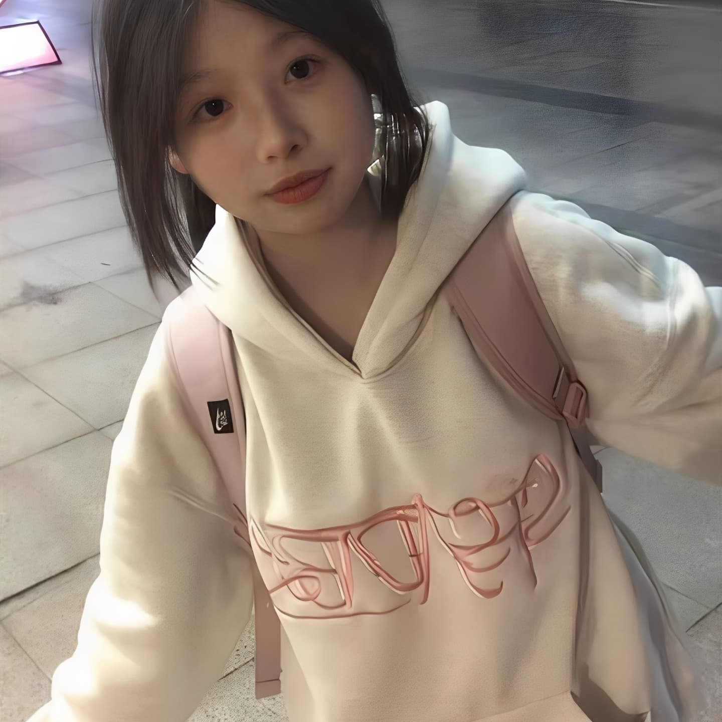 얇은 스타일 털이 있는 순면 국가 트렌디 자수 알파벳 후드티 여성 루즈핏 oversize 재킷 이미지 3
