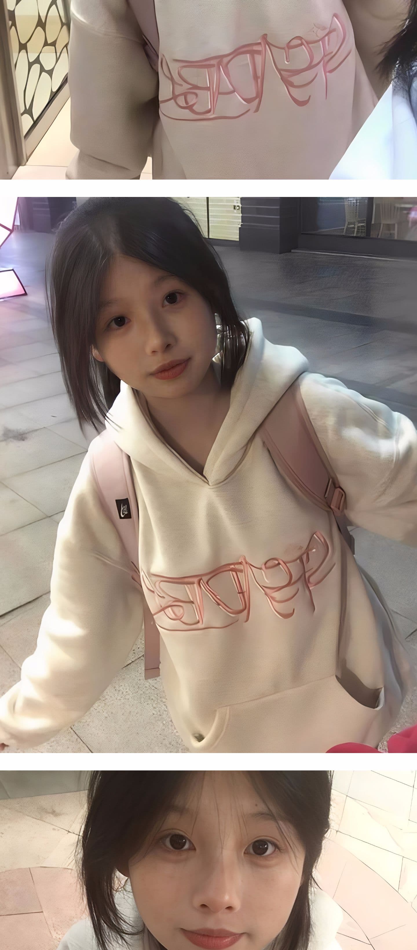 얇은 스타일 털이 있는 순면 국가 트렌디 자수 알파벳 후드티 여성 루즈핏 oversize 재킷 상세 이미지 4