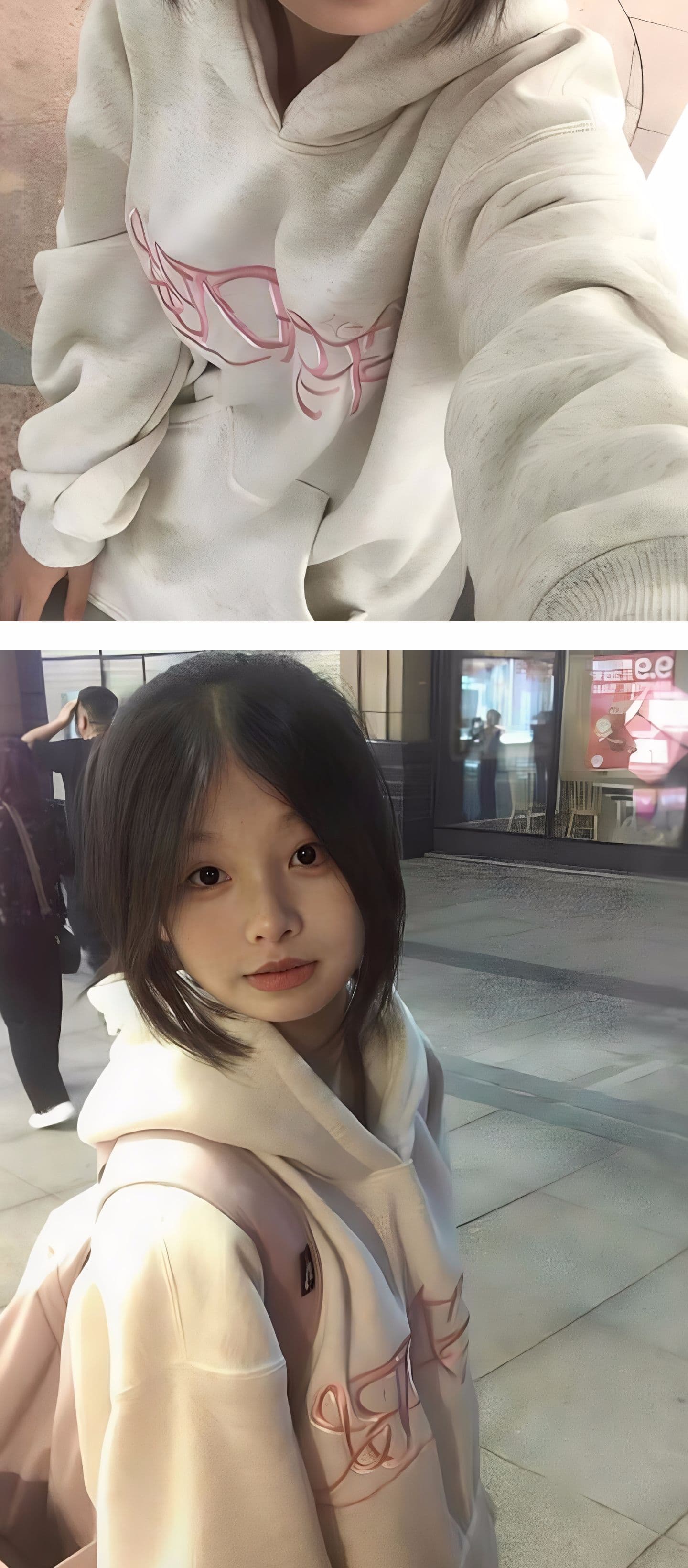 얇은 스타일 털이 있는 순면 국가 트렌디 자수 알파벳 후드티 여성 루즈핏 oversize 재킷 상세 이미지 5