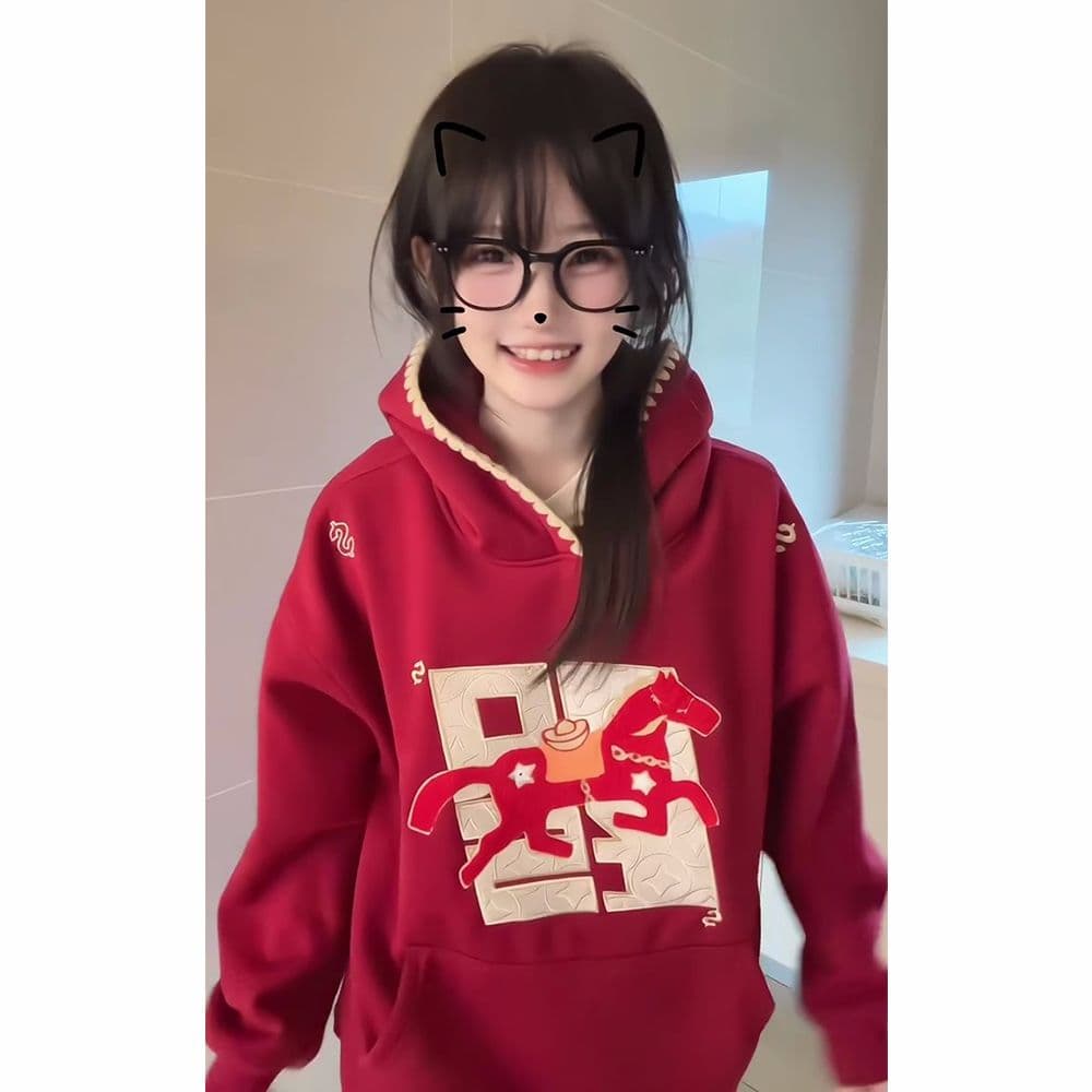 얇은 스타일 털이 있는 자수 이후 패키지 칼라 순수한 Mianhua 면 복합 후드티 여성 이미지 3