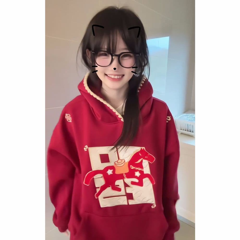 얇은 스타일 털이 있는 자수 이후 패키지 칼라 순수한 Mianhua 면 복합 후드티 여성 상세 이미지 2