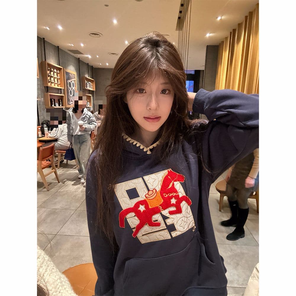 얇은 스타일 털이 있는 자수 이후 패키지 칼라 순수한 Mianhua 면 복합 후드티 여성 상세 이미지 8