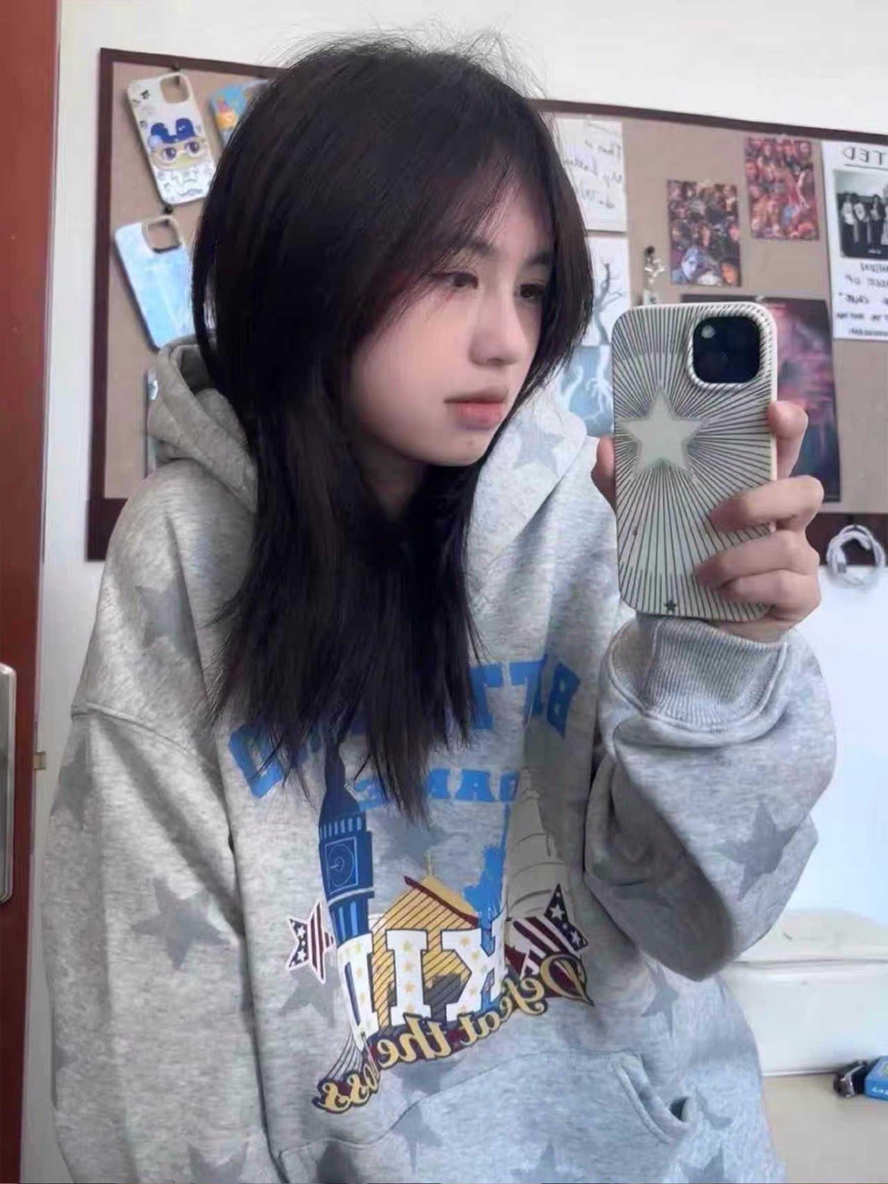 얇은 스타일 털이 있는 자수 프린트 이후 패키지 칼라 순수한 Mianhua 면 복합 후드티 여성 상세 이미지 4