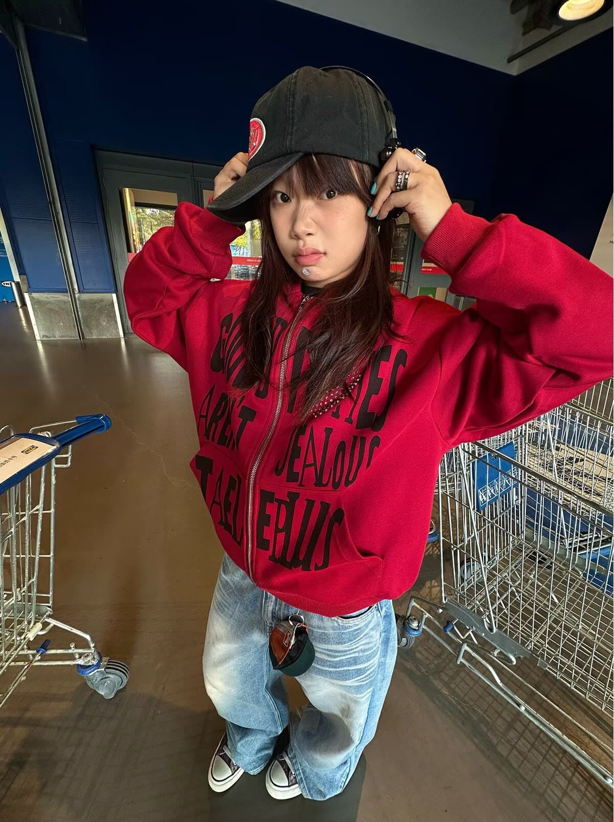 아메리칸 레트로 알파벳 프린트 후드 오픈 가디건 후드티 남녀 봄 가을 루즈핏 캐주얼 다용도 모자 셔츠 재킷 상세 이미지 10