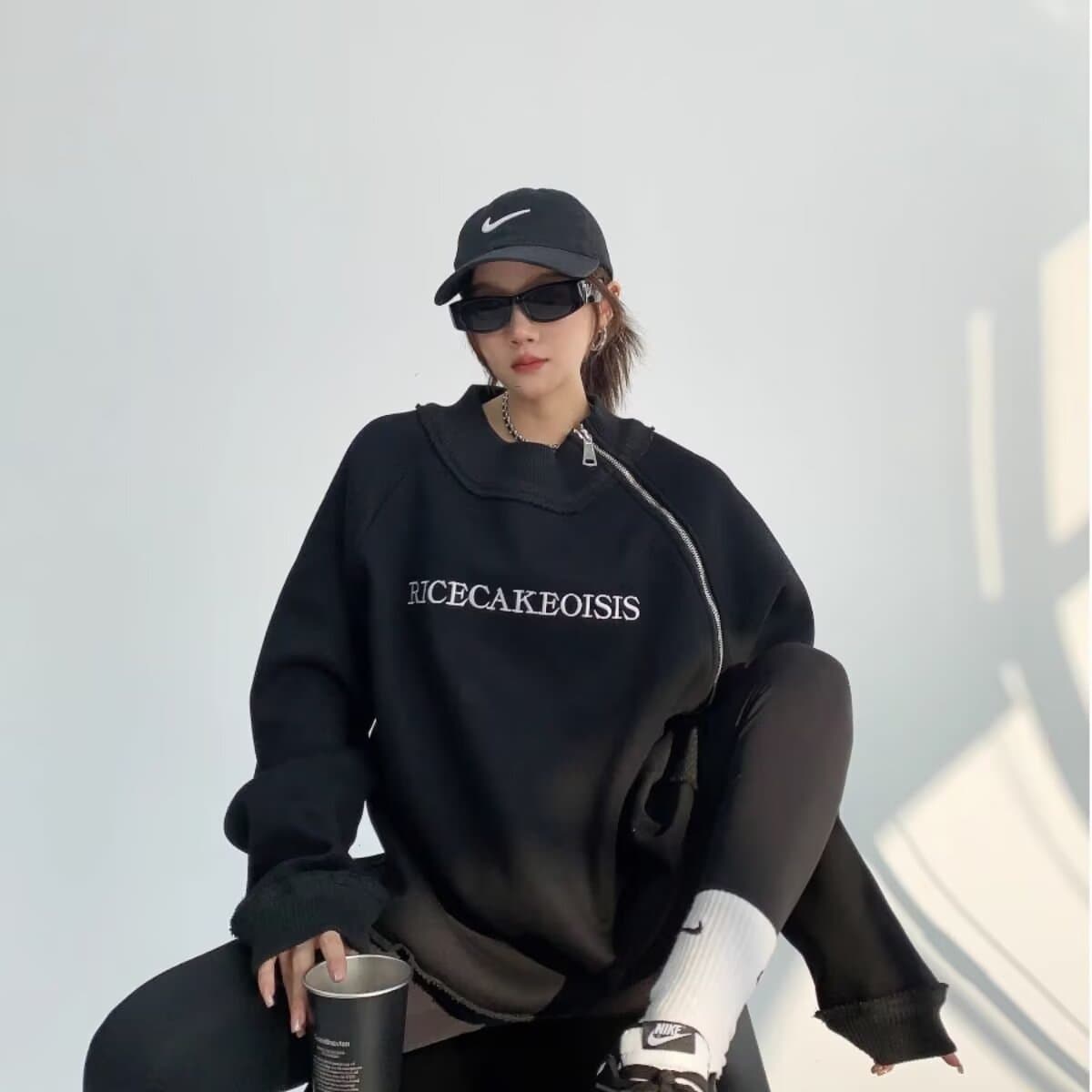 후아 면 복합 350 그램 자수 여성 2026 봄 가을 한국 스타일 새로운 라운드 넥 루즈핏 맨위 chic 항구 바람 트렌드 상세 이미지 20