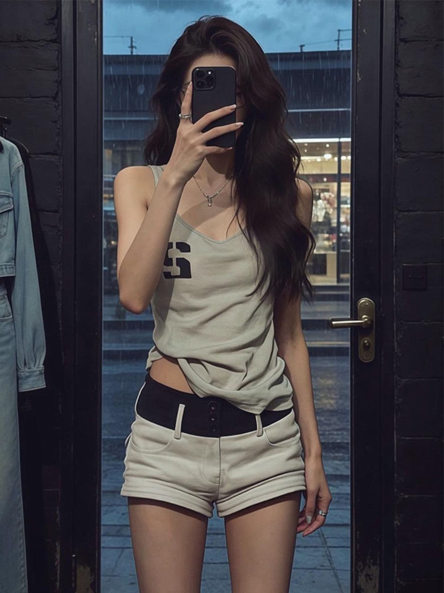 210 그램 40 좋은 면 1 1 아메리칸 핫걸 바람 카키 색 프린트 여름 순수한 욕망 슬립 작은 조끼 여성 이미지 3