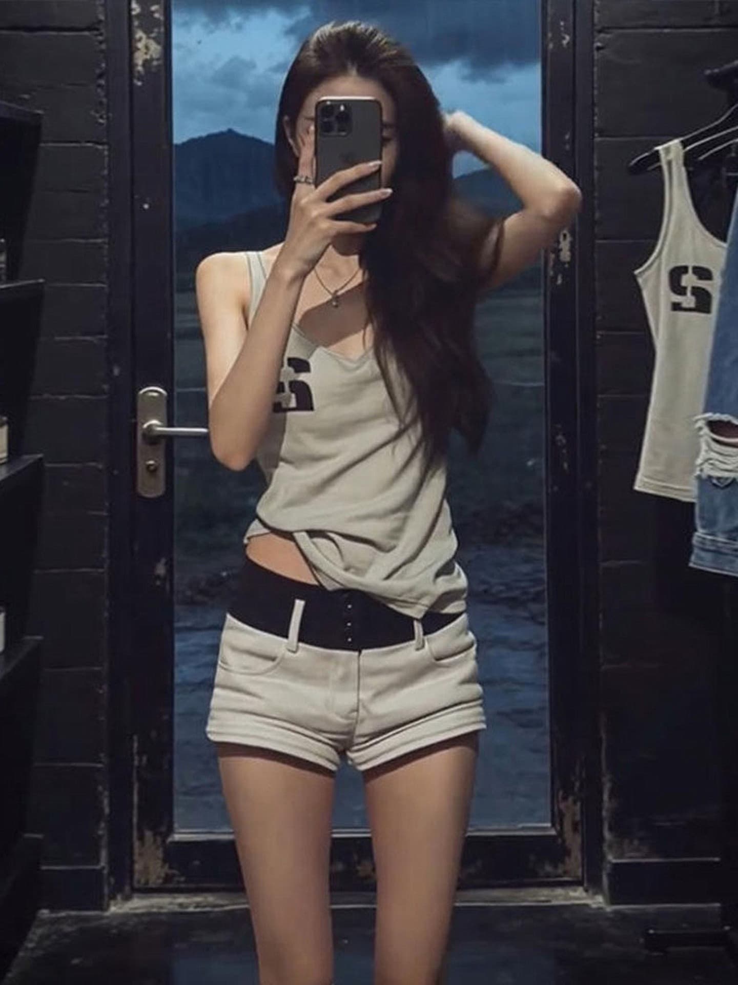 210 그램 40 좋은 면 1 1 아메리칸 핫걸 바람 카키 색 프린트 여름 순수한 욕망 슬립 작은 조끼 여성 상세 이미지 5