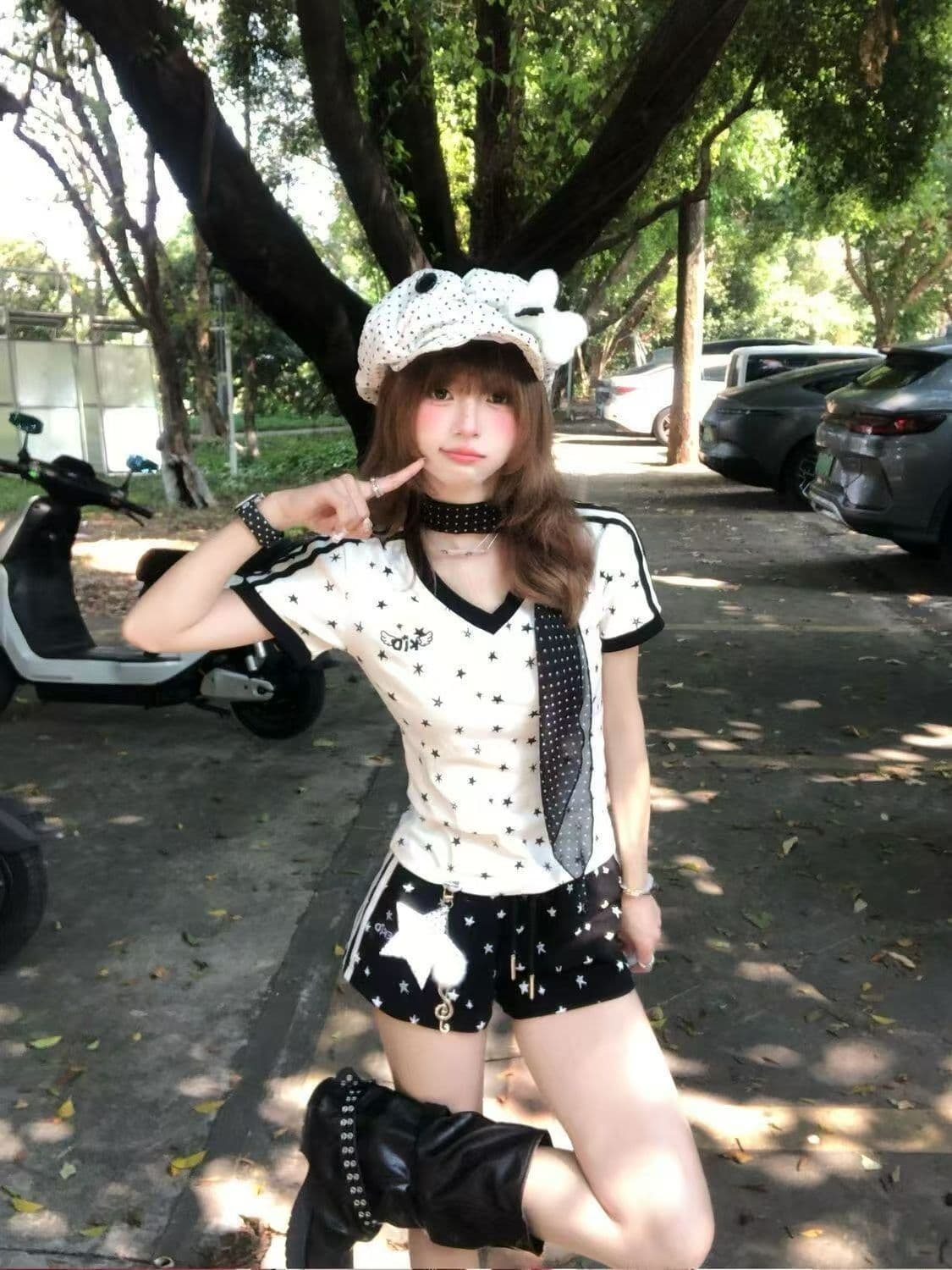 원본 것 자수 벨트 원본 별 펜던트 40 순면 지점 오스트리아 세대 서울 220g 반팔 티셔츠 여성 상세 이미지 1