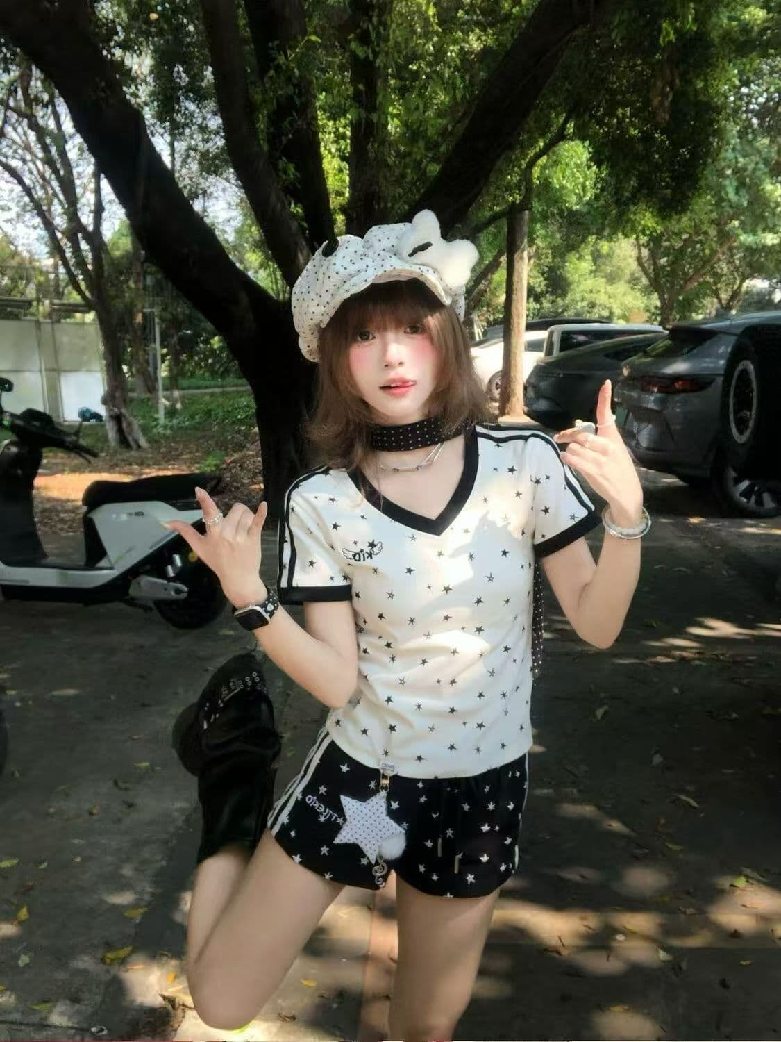 원본 것 자수 벨트 원본 별 펜던트 40 순면 지점 오스트리아 세대 서울 220g 반팔 티셔츠 여성 상세 이미지 2