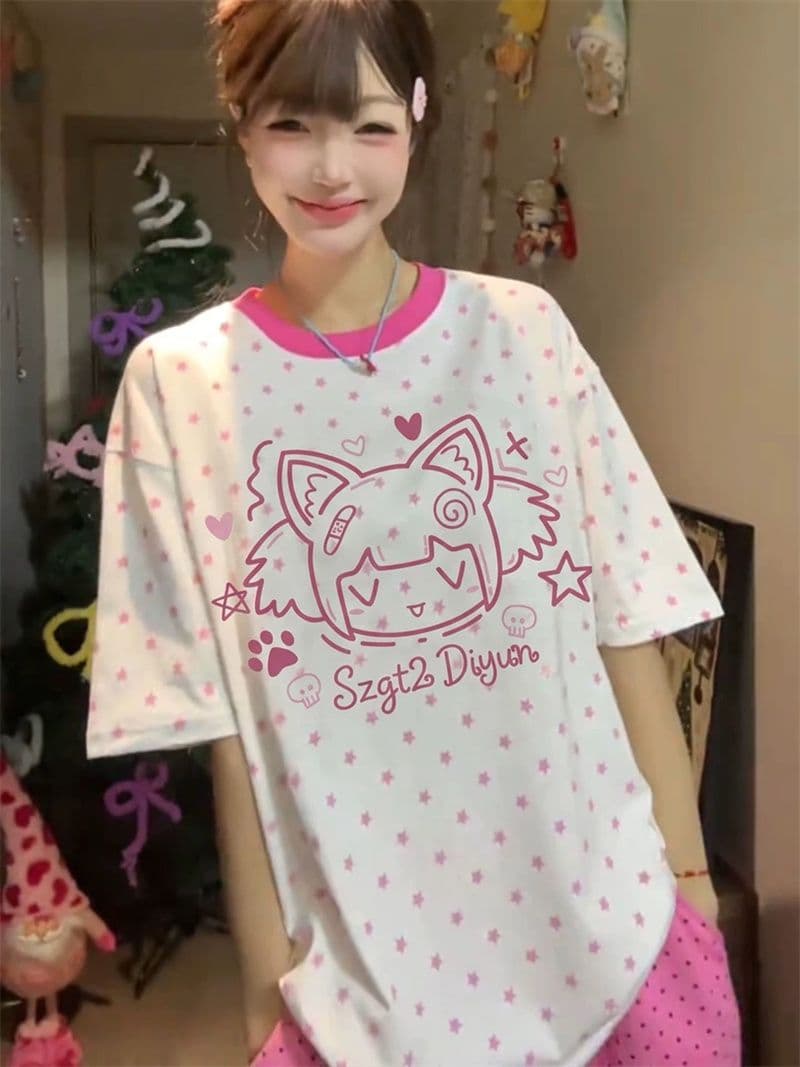 됐어. 개체 같은 단락 더블 실 260 그램 마 사전 수축 프린트 포밍 반팔 티셔츠 상세 이미지 4