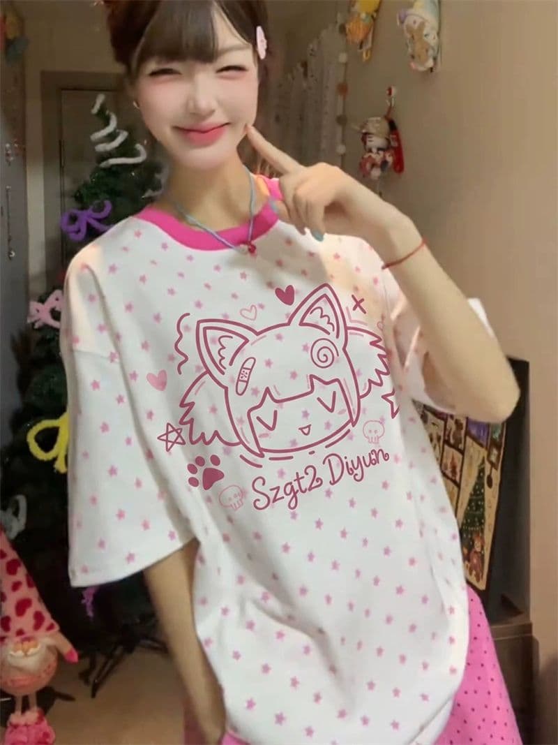됐어. 개체 같은 단락 더블 실 260 그램 마 사전 수축 프린트 포밍 반팔 티셔츠 상세 이미지 6