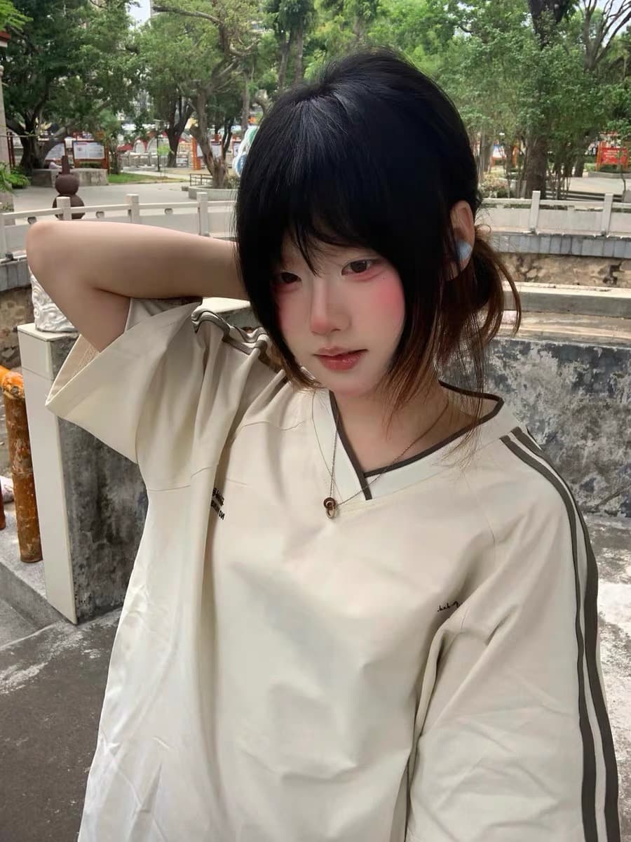 순면 220 그램 빗질하다 닫기 반팔 티셔츠 여성 이미지 4