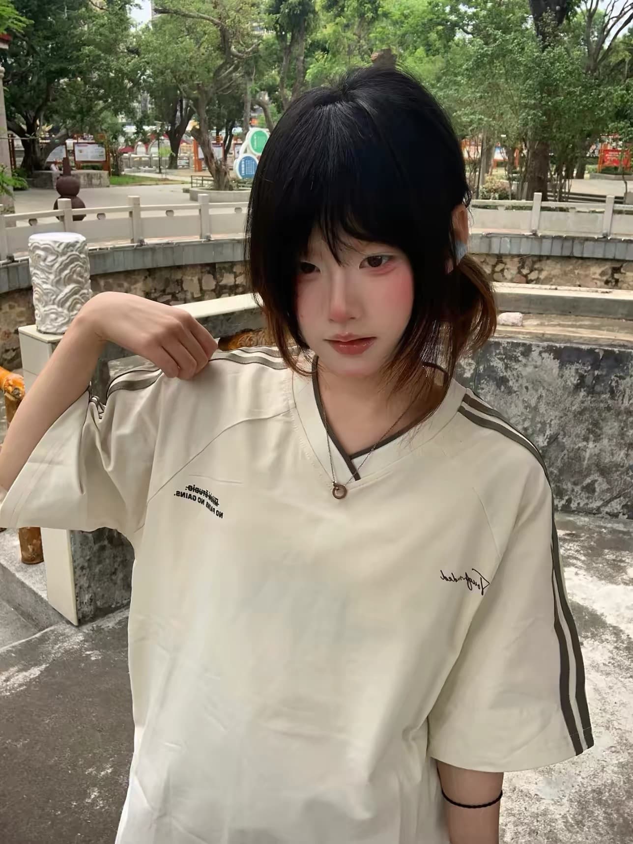 순면 220 그램 빗질하다 닫기 반팔 티셔츠 여성 상세 이미지 6