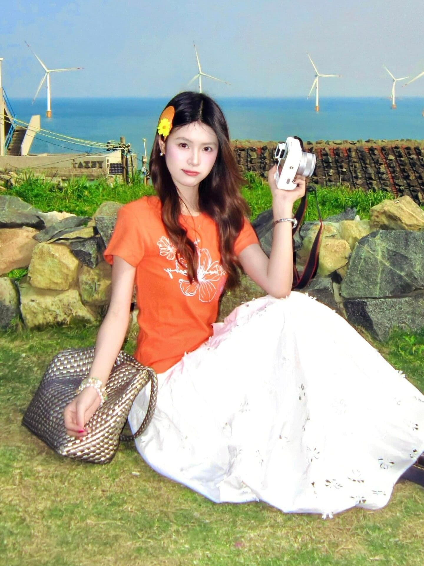 210 그램 40 좋은 면 1 1 아메리칸 달콤한 차가운 바람 핫걸 꽃무늬 프린트 라운드 넥 반팔 티셔츠 여성 셔츠 상세 이미지 3