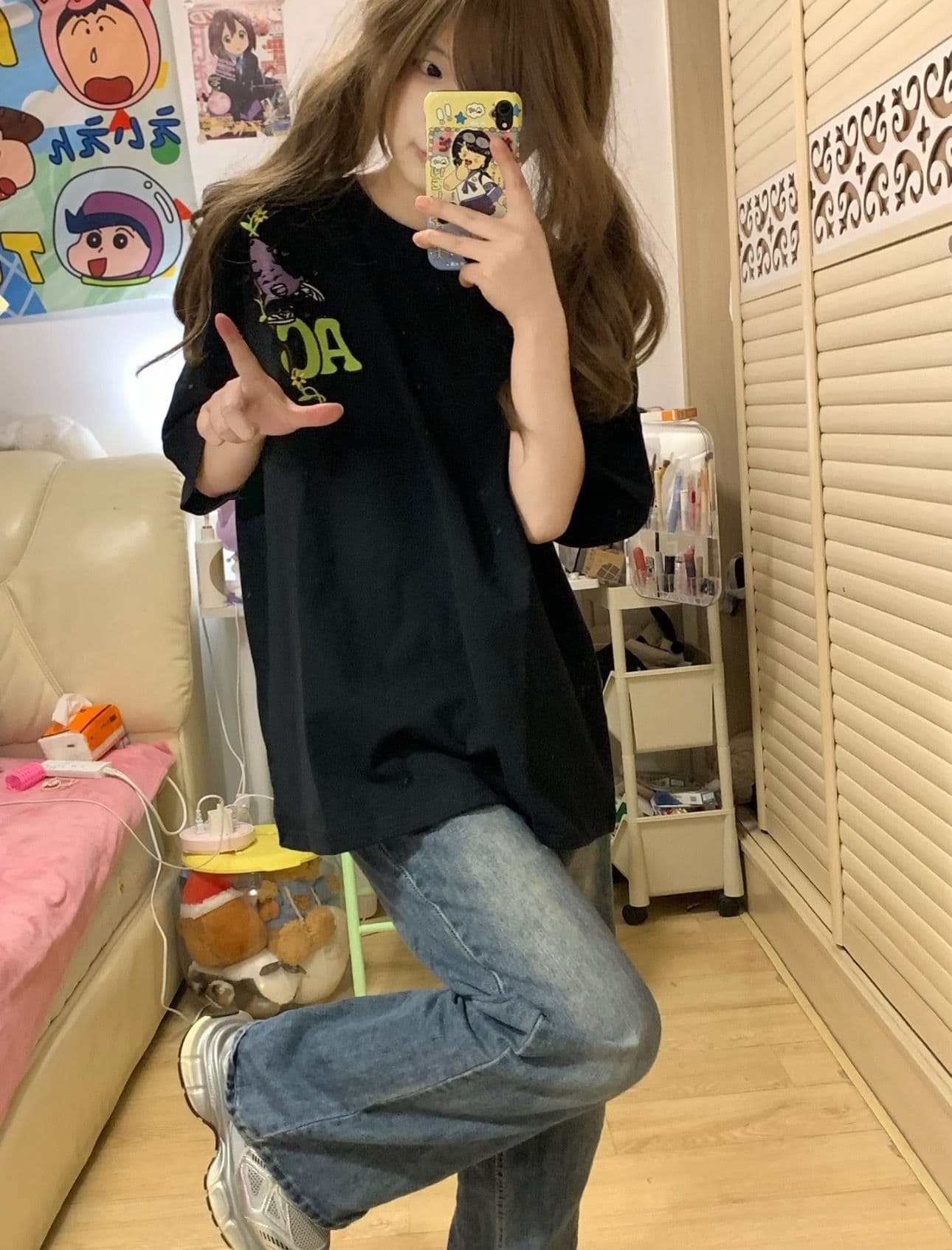 전후 자수 순면 220 그램 짧은 소매 티셔츠 여성 상세 이미지 8