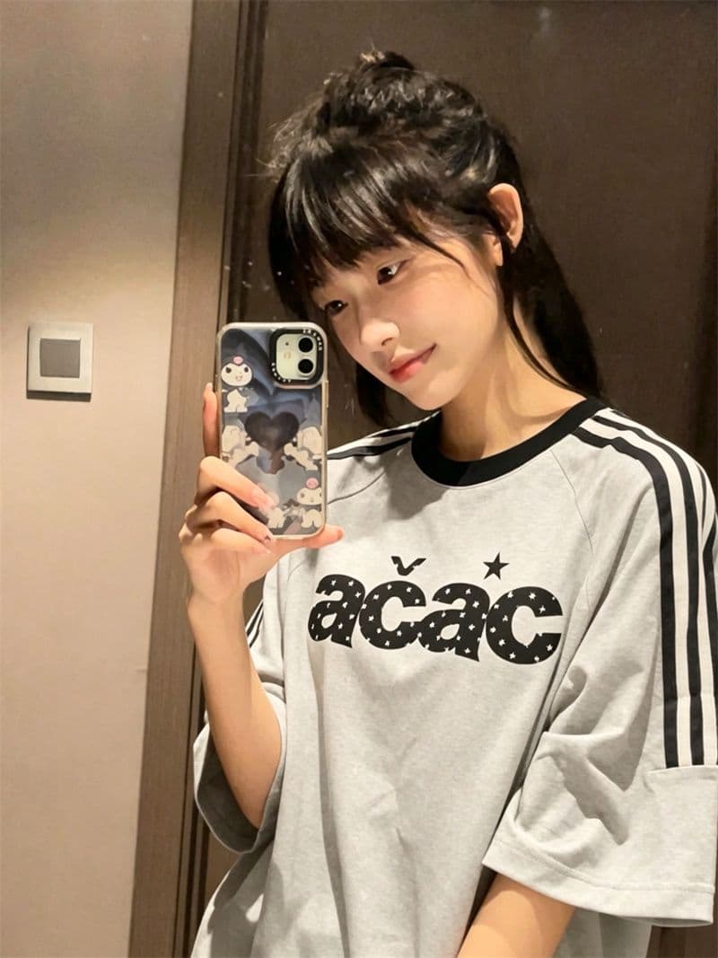 좋은 품질 리본 패치 자수 네리 가게 천 19 지점 220 그램 순면 반팔 티셔츠 이미지 3