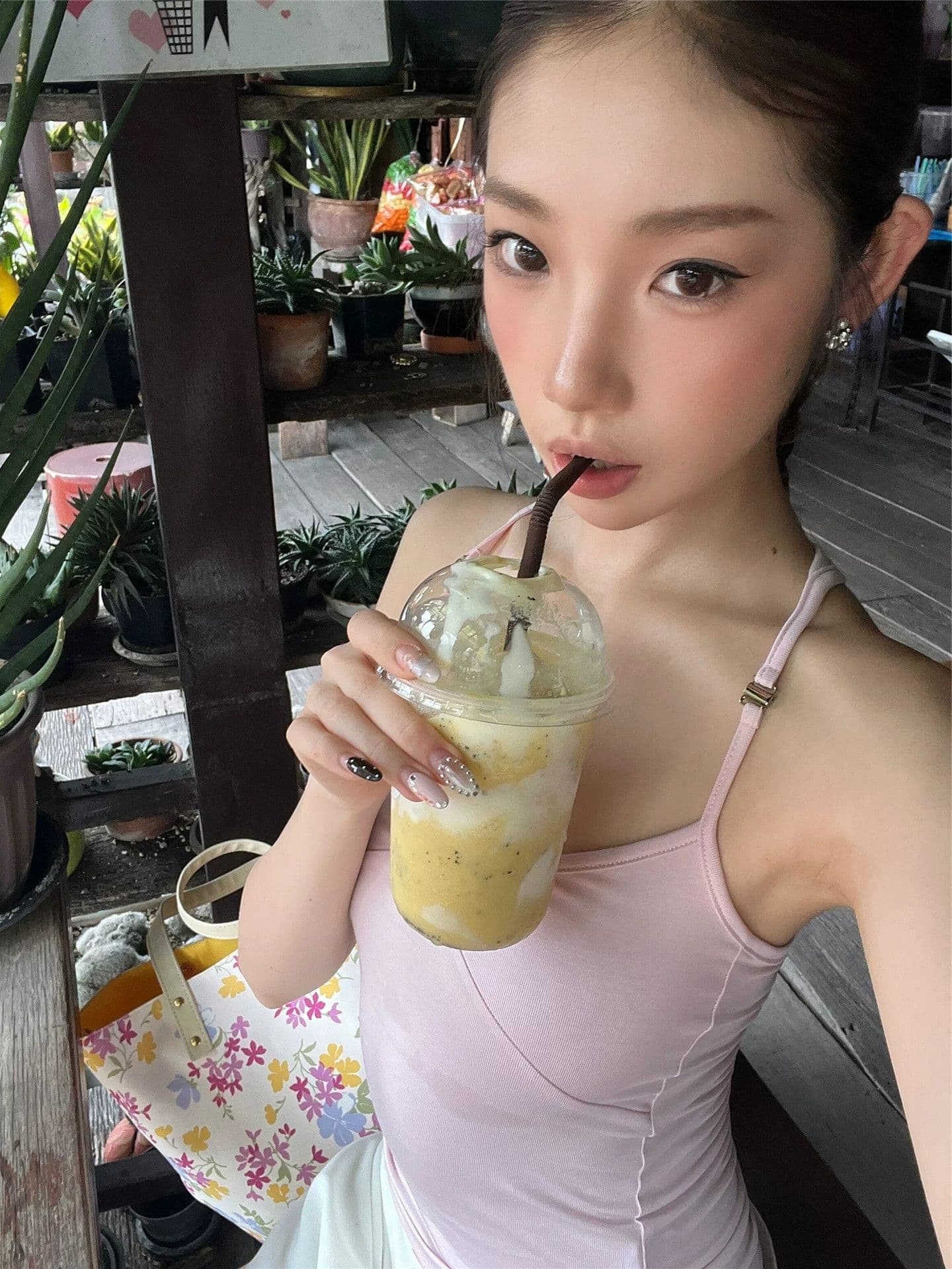 모달 면 핑크색 슬립 작은 조끼 여성 여름 해변가 섹시함 핫걸 민소매 쇼트 스타일 맨위 상세 이미지 3