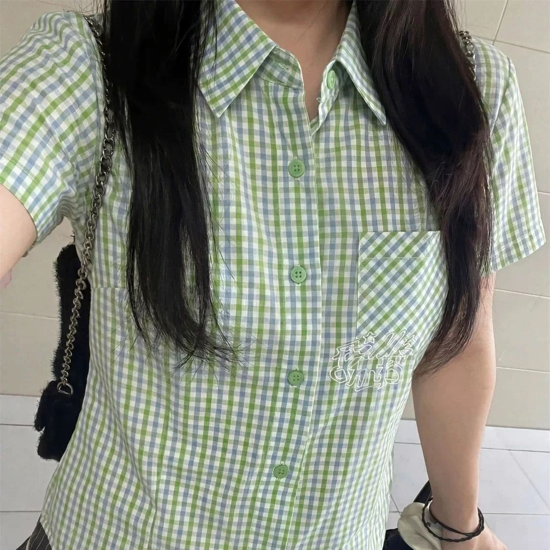 이전 조각 자수 뒤로 주문 표준 광저우 셔틀 직물 polo 반팔 셔츠 이미지 4