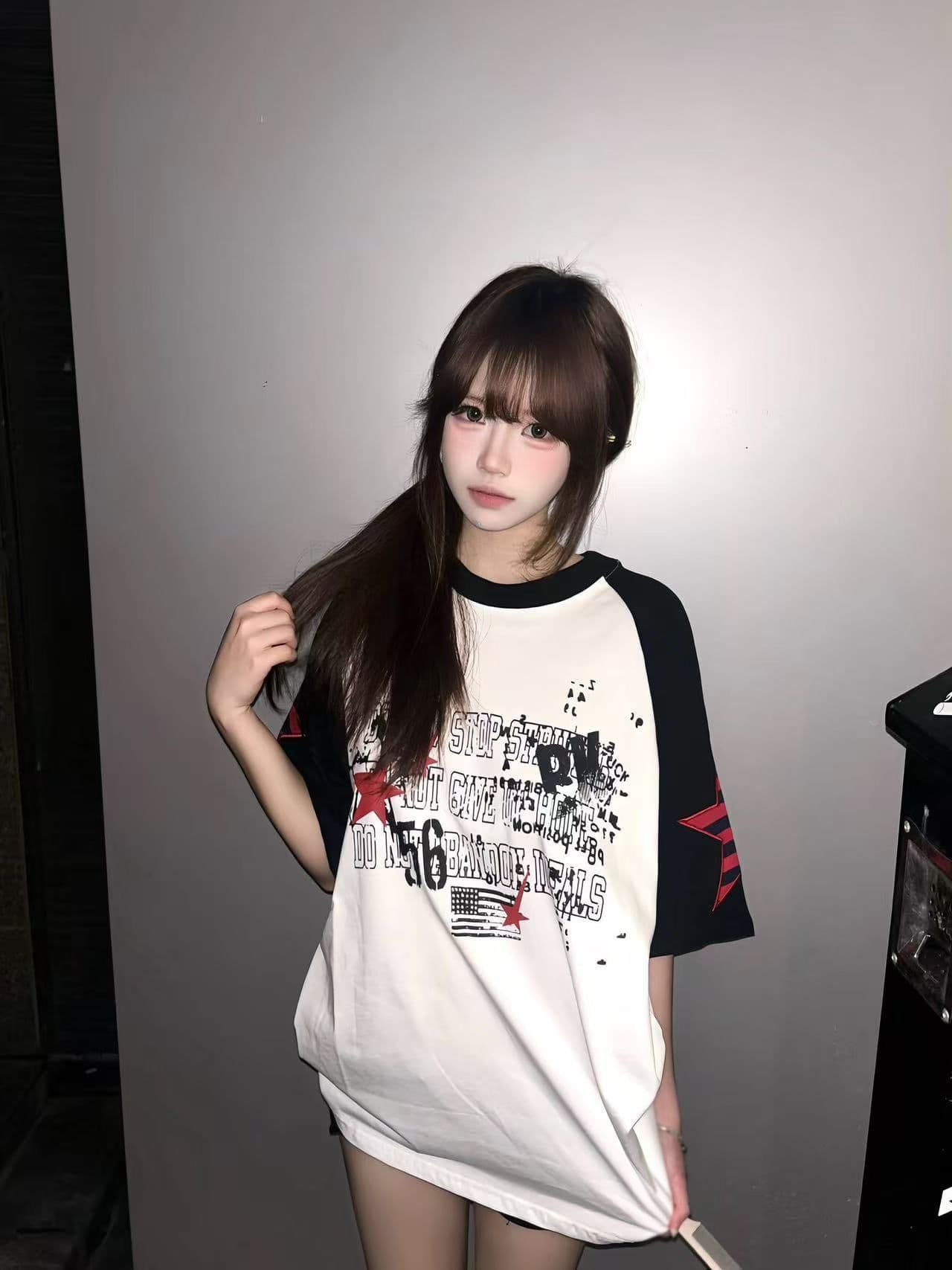 자수 프린트 19 지점 220 그램 순면 반팔 티셔츠 여성 상세 이미지 4