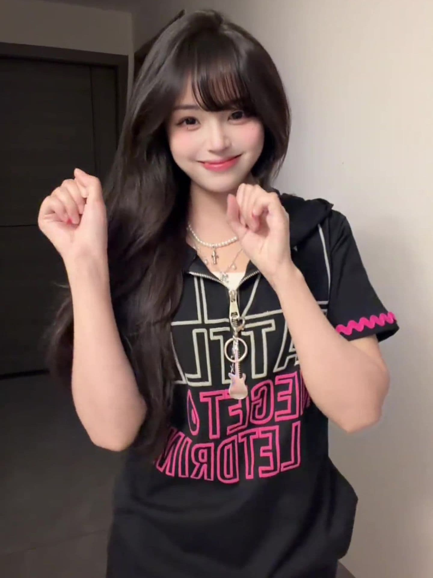 백금 지퍼 행침 가을 부형제 19 지점 220 그램 순면 반팔 티셔츠 여성 상세 이미지 5