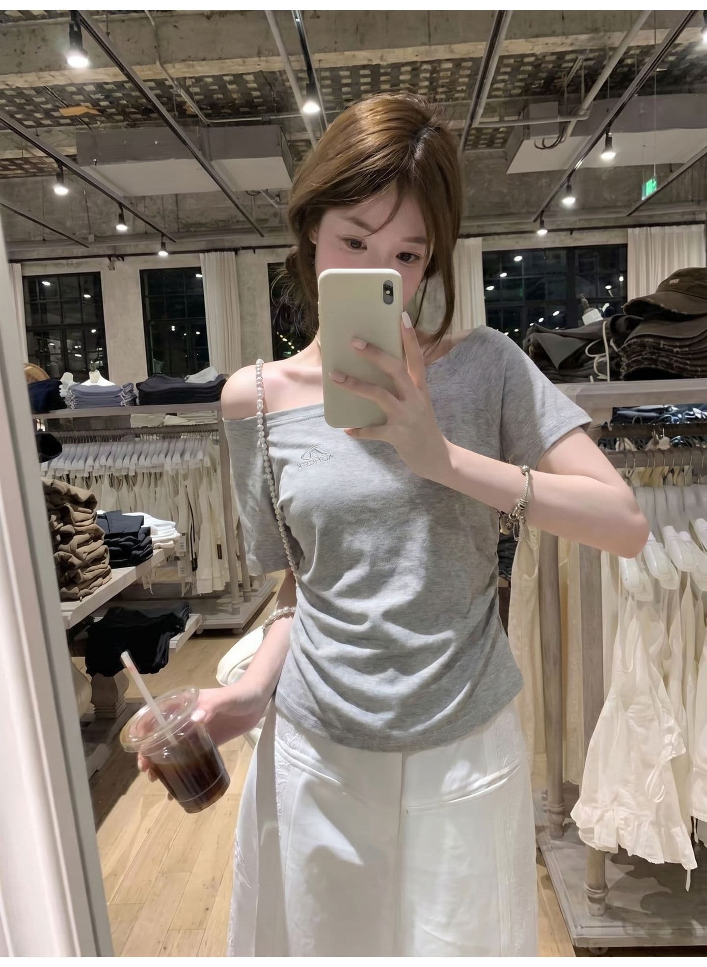 원본 원단 자수 완제품 스트레이트 밖으로 210 그램 95 면 40s 오스트리아 델 오프숄더 달콤함 순수한 욕망 맨위 상세 이미지 5