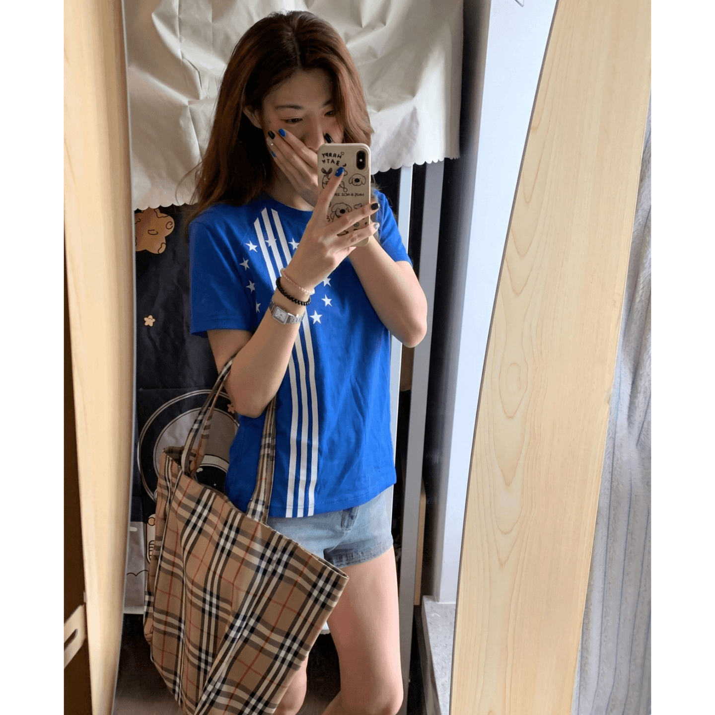 원본 원단 자수 완제품 210 그램 95 면 40s 오스트리아 델 아메리칸 레트로 알파벳 반팔 맨위 이미지 2