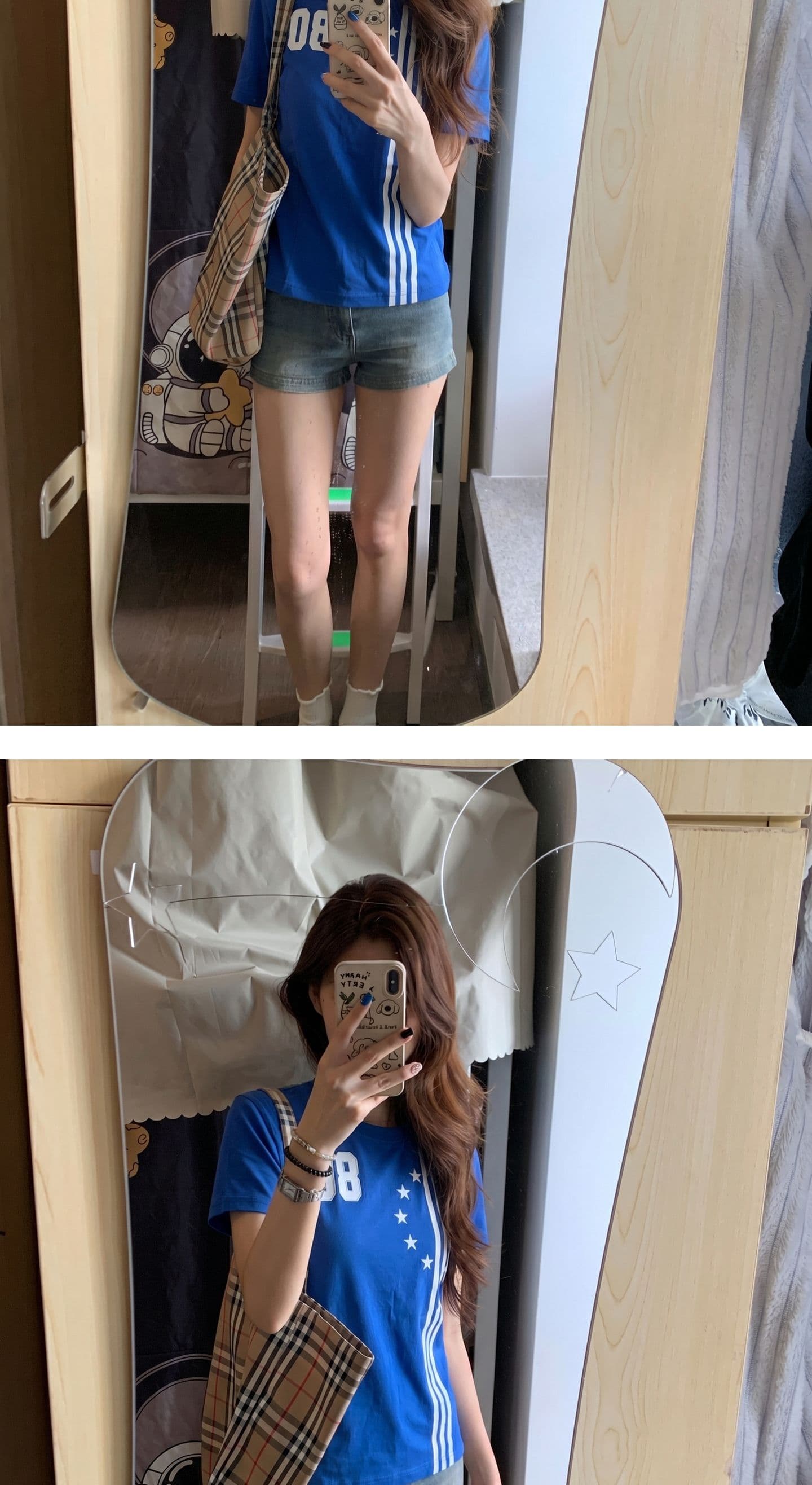 원본 원단 자수 완제품 210 그램 95 면 40s 오스트리아 델 아메리칸 레트로 알파벳 반팔 맨위 상세 이미지 5