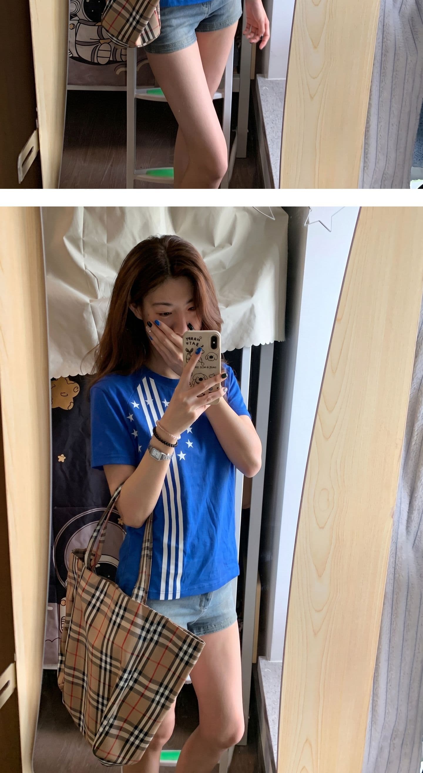 원본 원단 자수 완제품 210 그램 95 면 40s 오스트리아 델 아메리칸 레트로 알파벳 반팔 맨위 상세 이미지 6